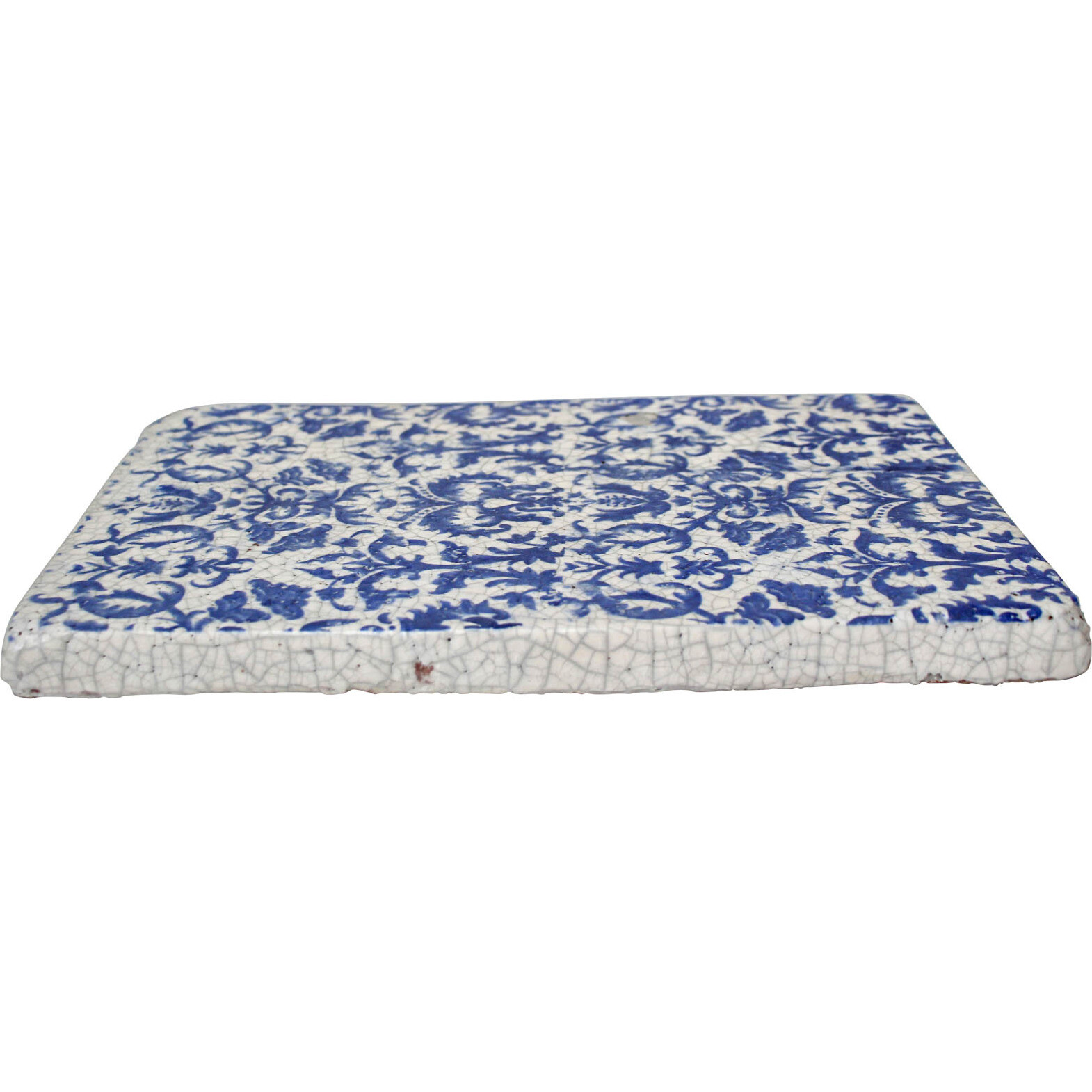 Tray Rect Damask Blue