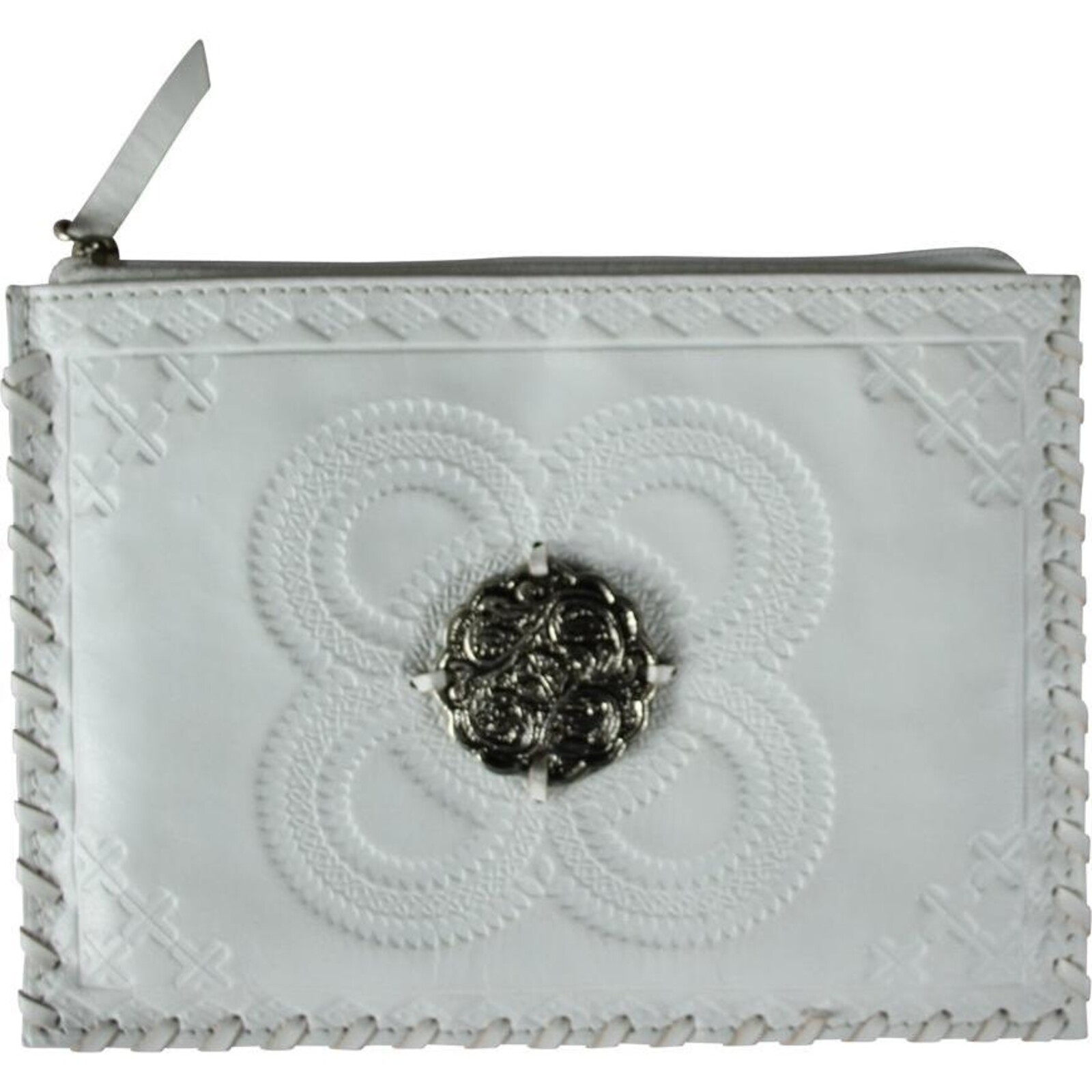 White Leather Pouch Medallion
