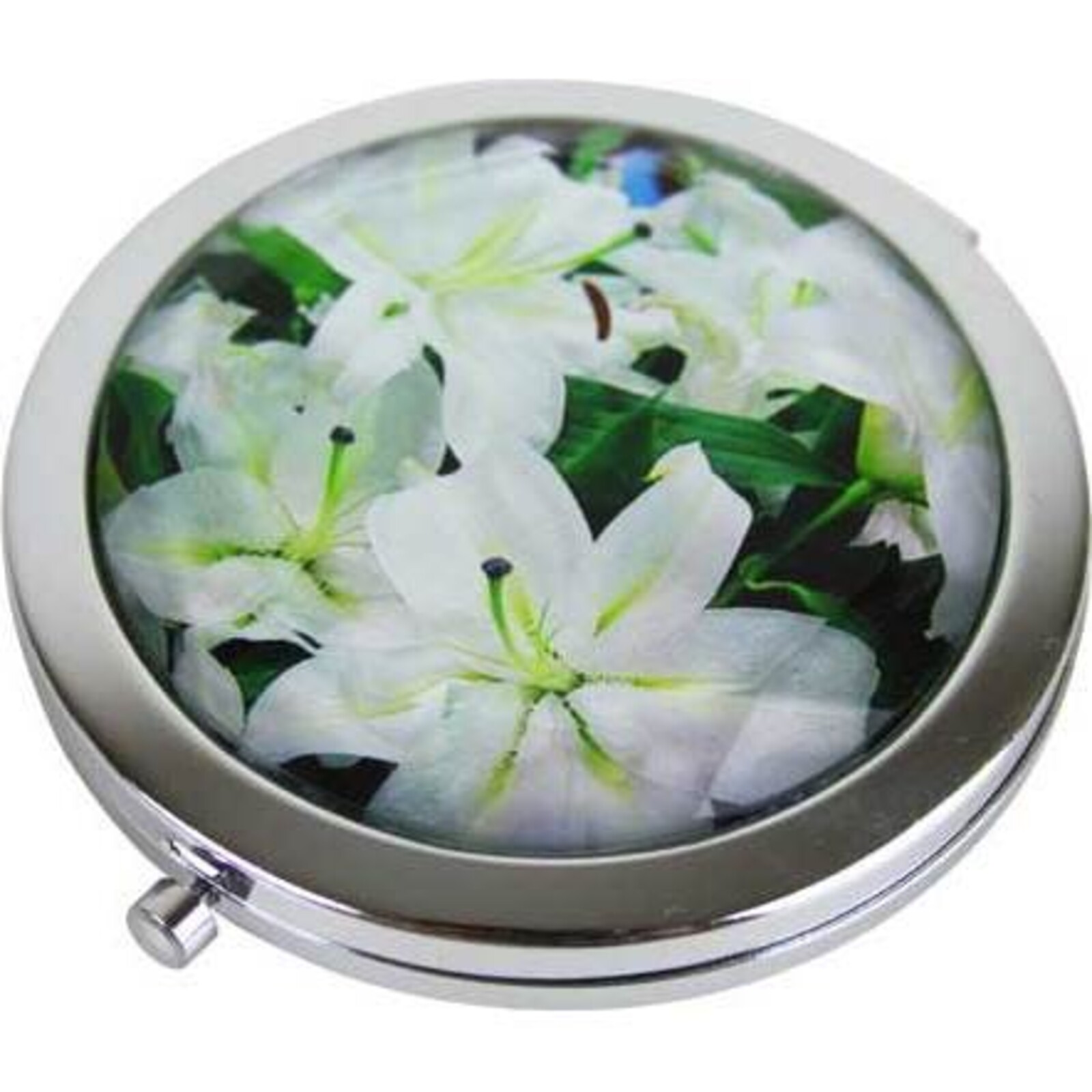 Compact Mirror White Lily