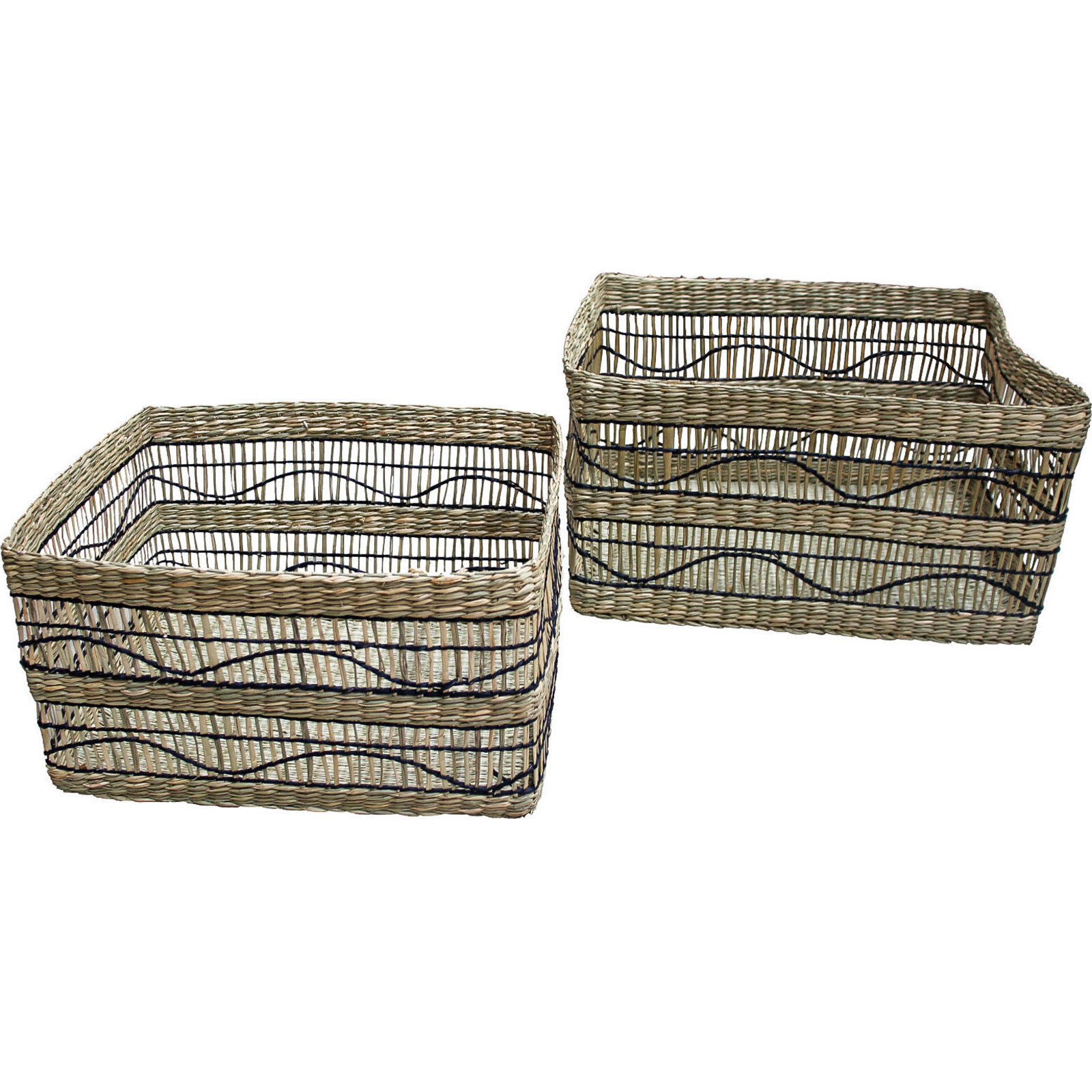 Woven Seagrass Rect Basket S/2
