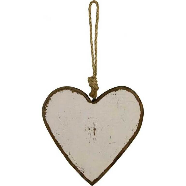 Hanging Heart Rustic Ivory Lrg