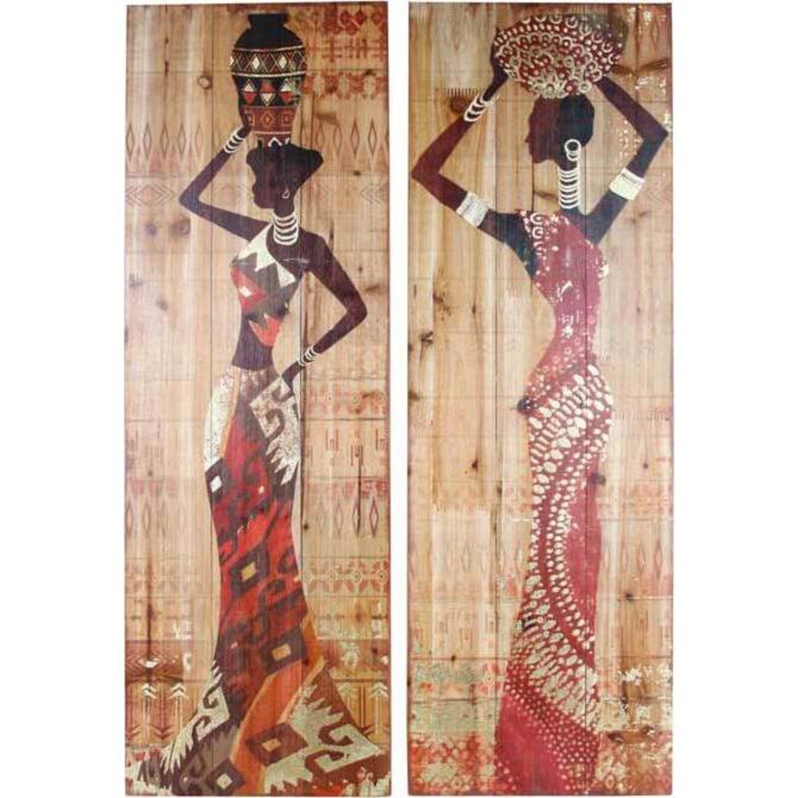 Wood Foil African Women Set/2