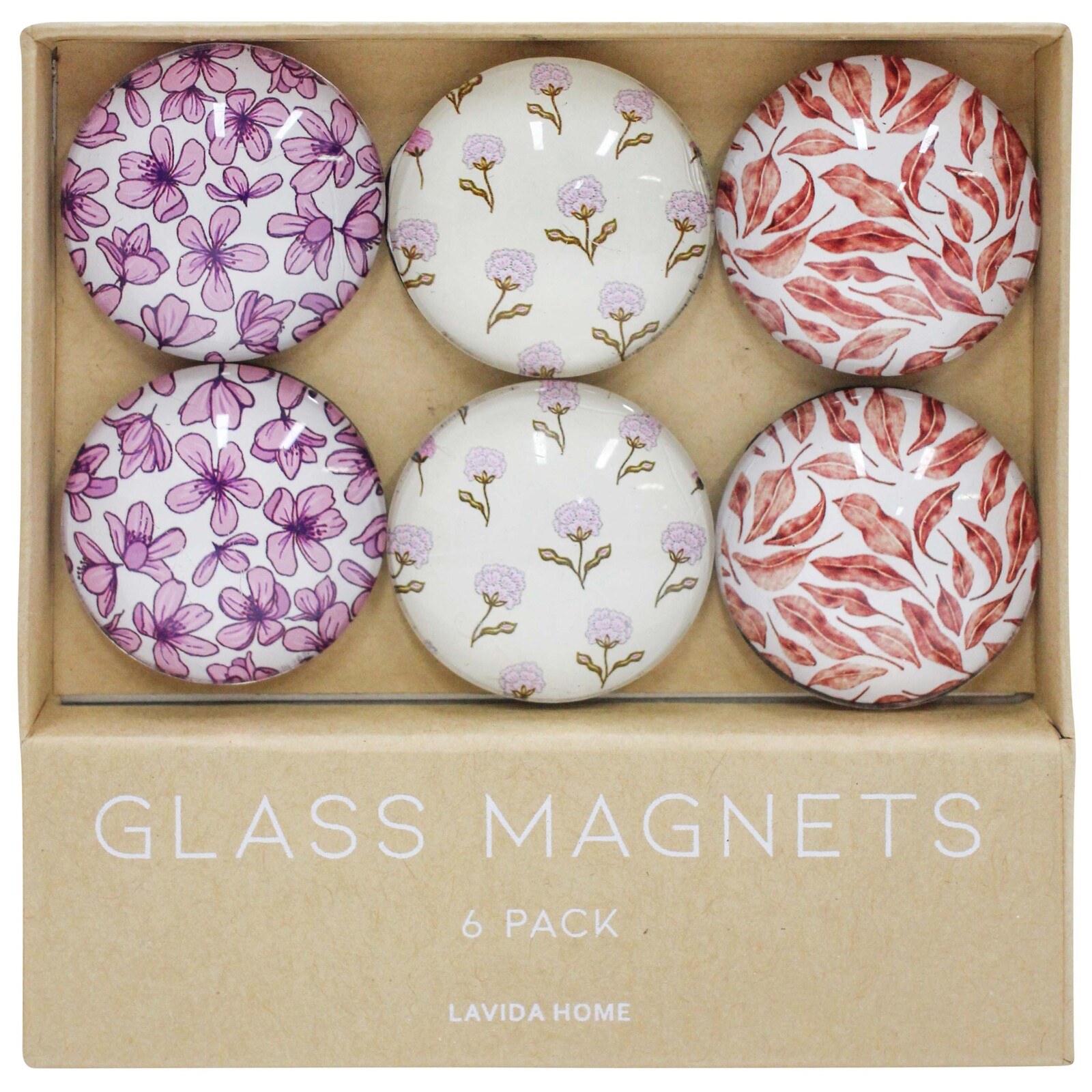 Glass Magnets S/6 Lilac