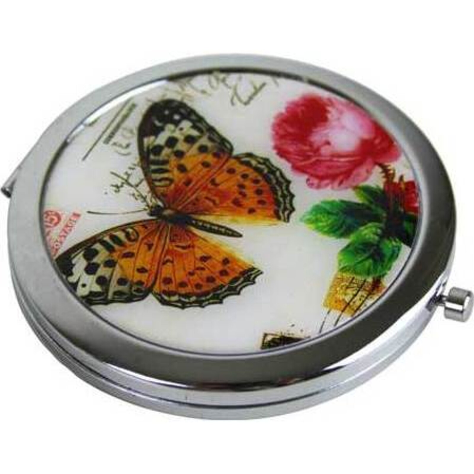 Compact Mirror Orange Butterfly