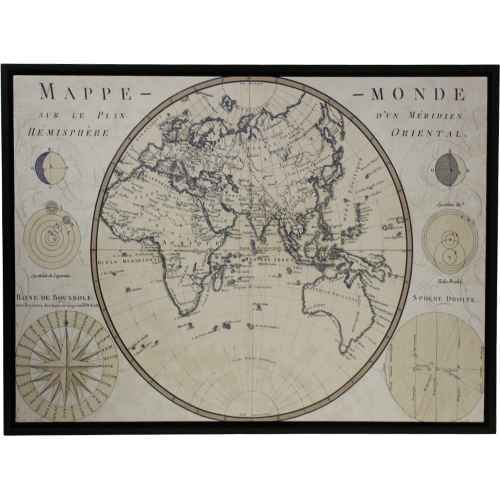 Framed Canvas Globe Map