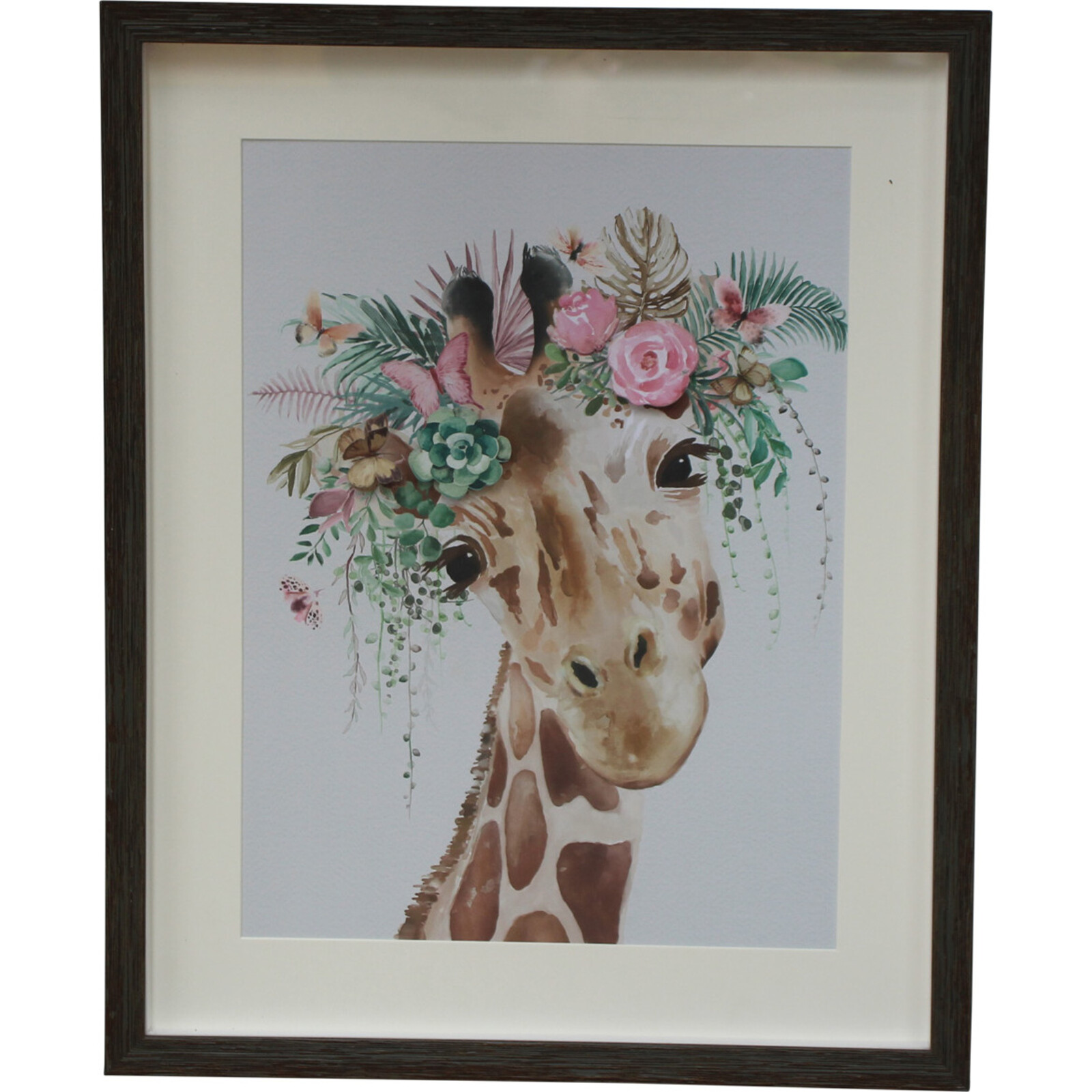 Framed Print Giraffe Flowers