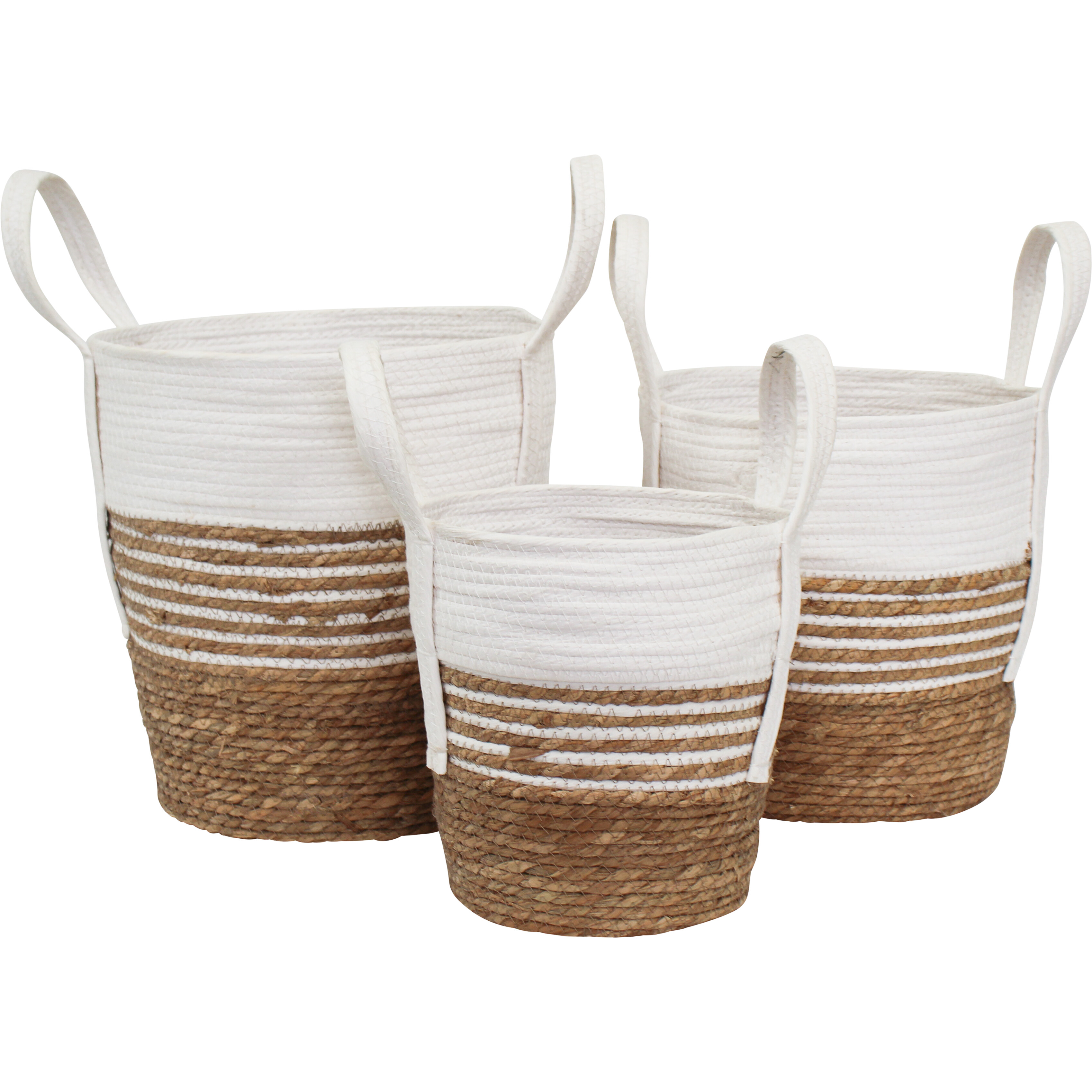 Basket White Stripe S/3