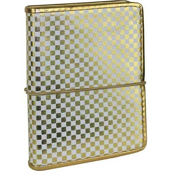  Leather Notebook Gold Check Small