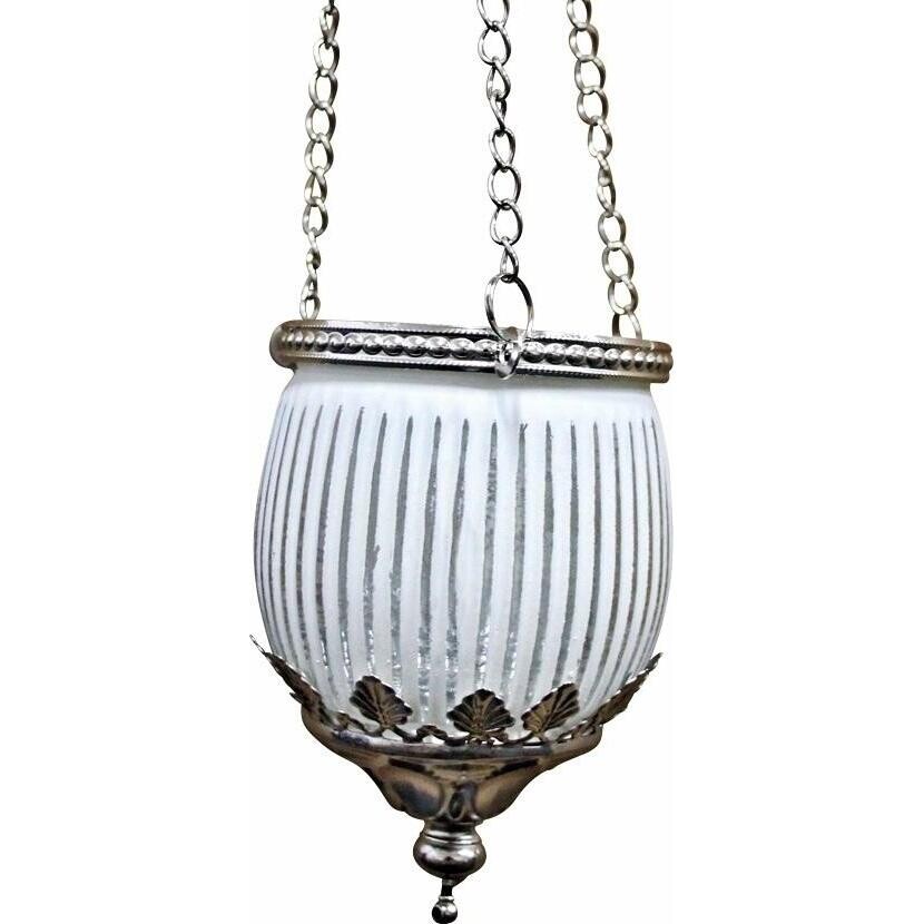 Hanging Votive Ribb Round White