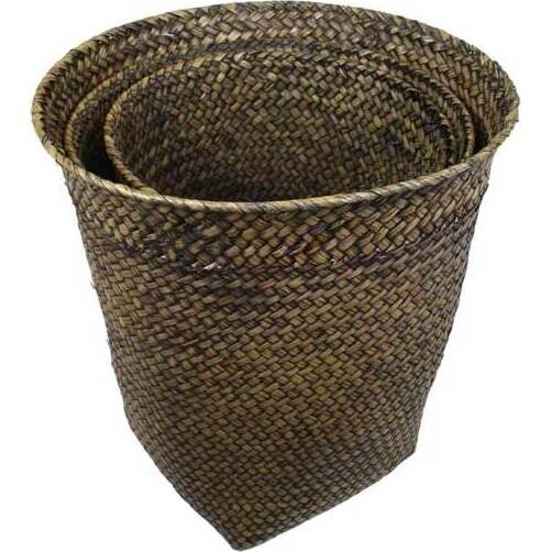 Woven Baskets Blackwash S/3