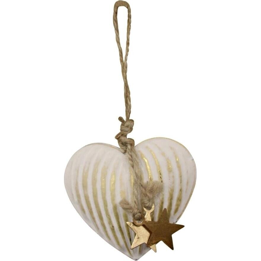 Hanging Heart Rib Gold Stars