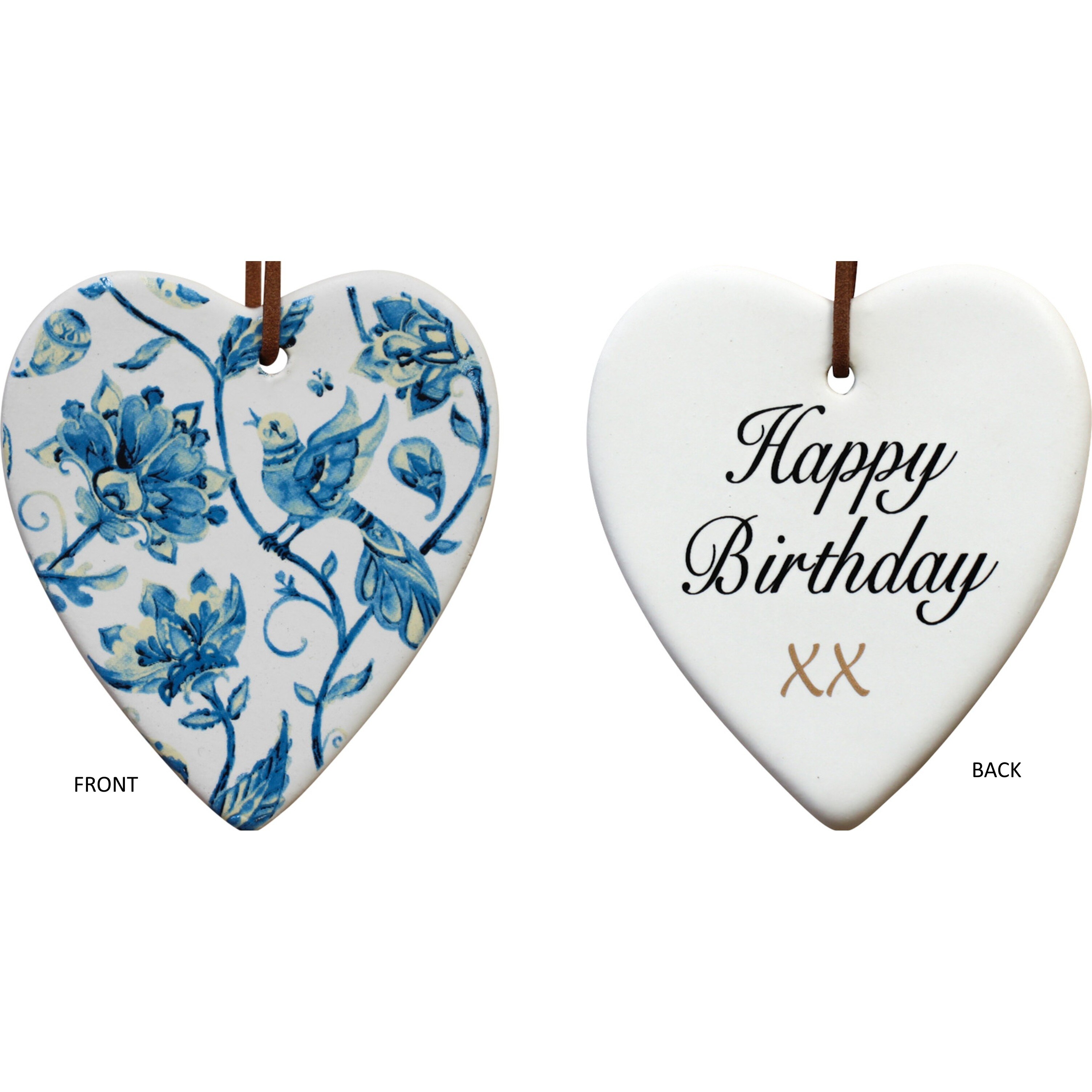 Hanging Heart Vintage B/Bird Happy Birthday