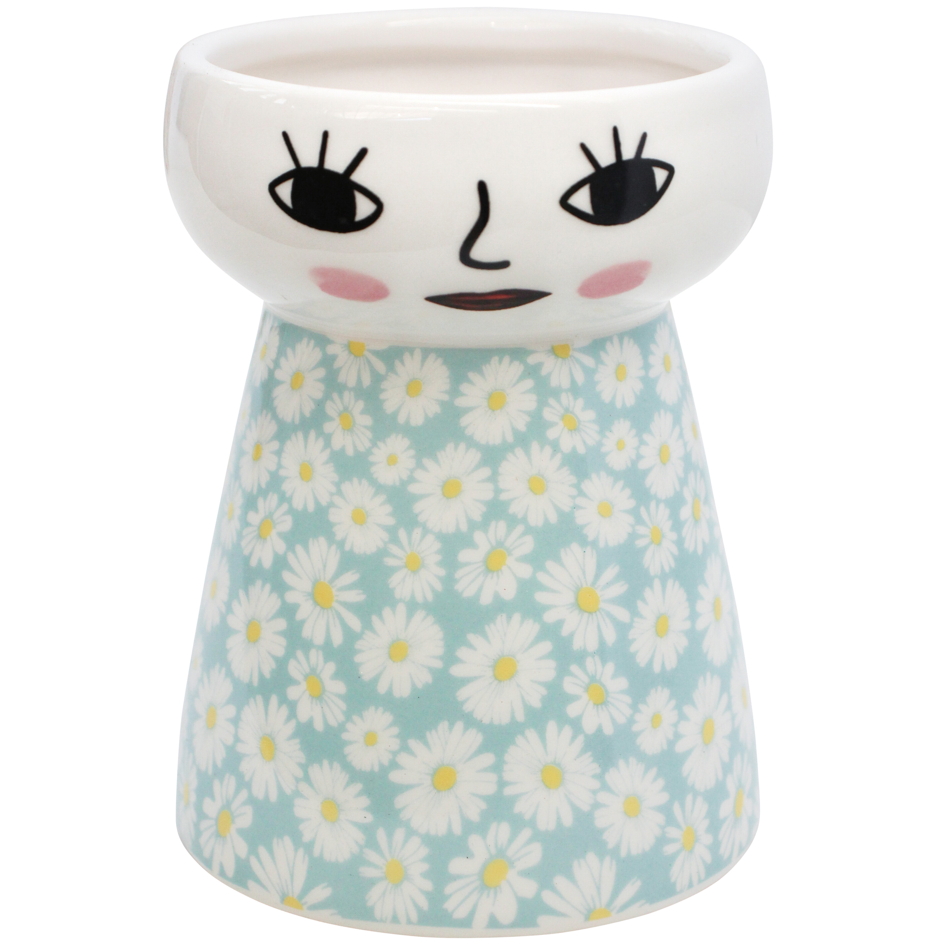 Doll Vase Blue Daisy Sml