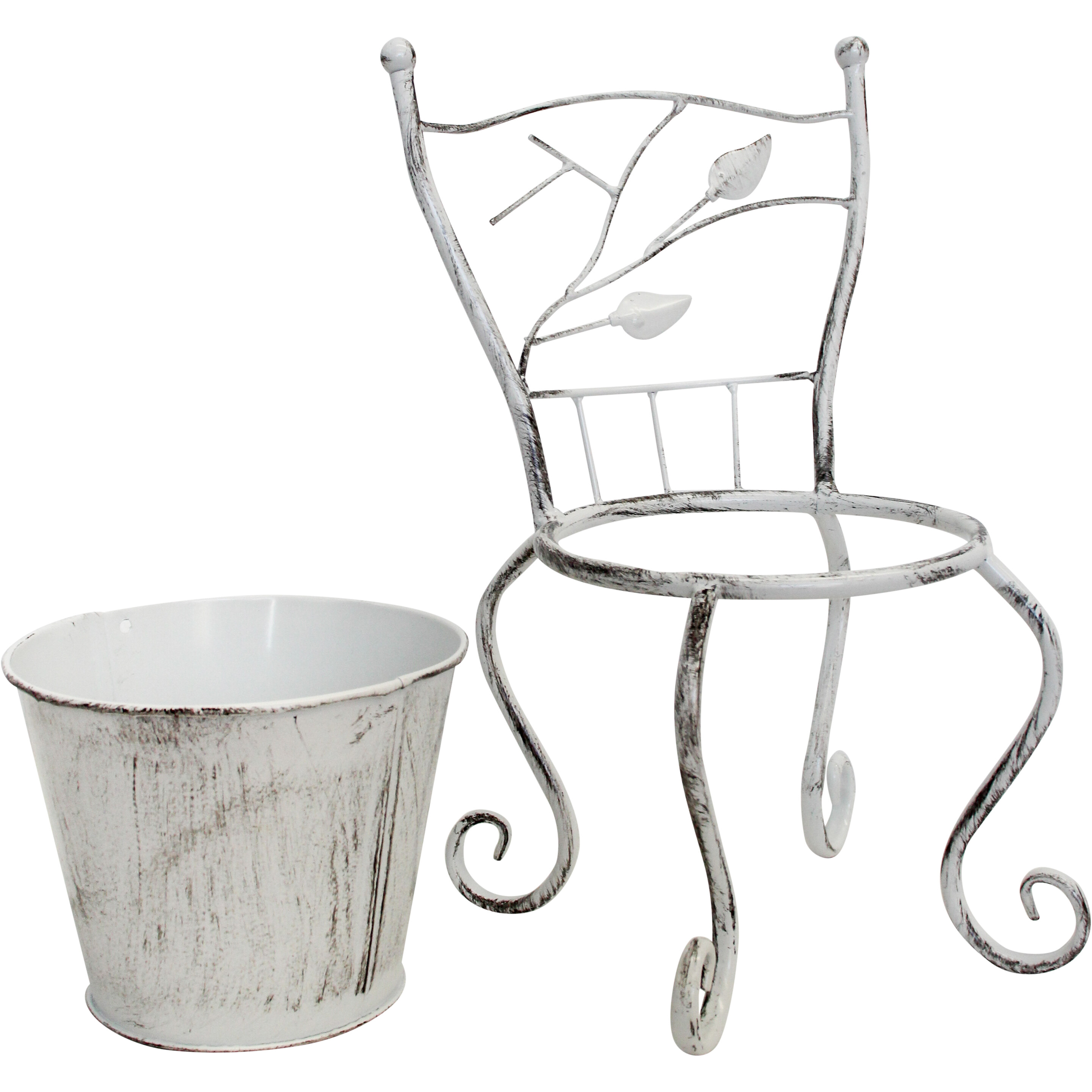 Planter Chair Lrg Rustic White