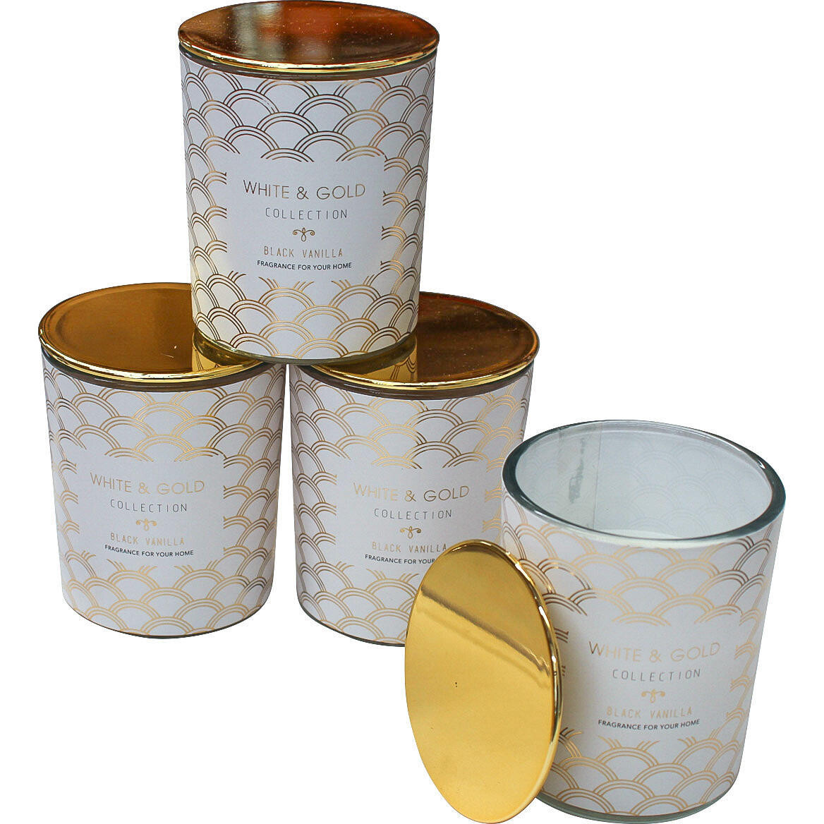 Candle White & Gold Vanilla Sml