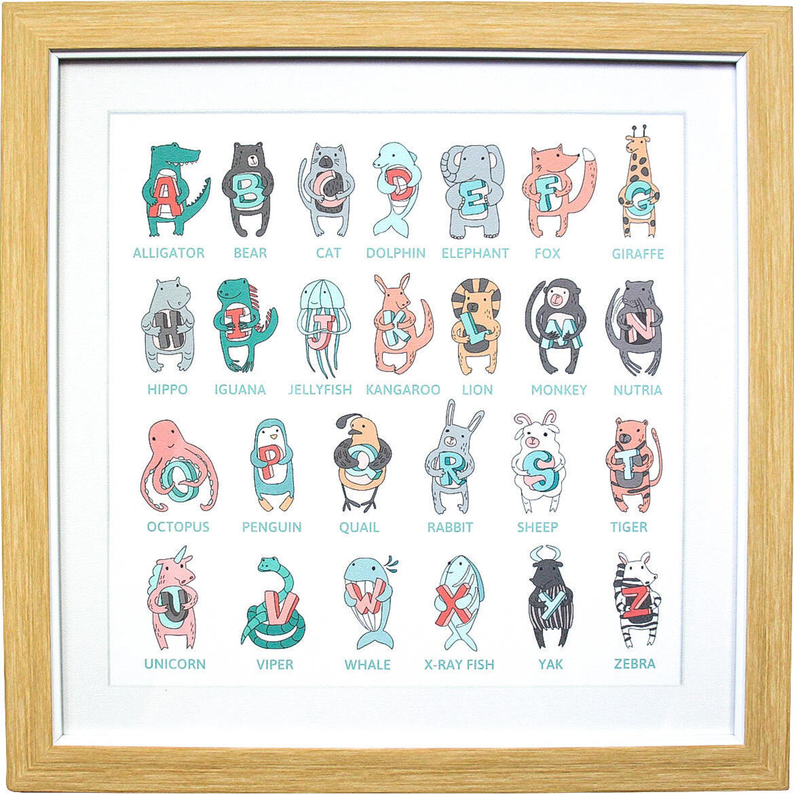 Framed Print Alphabet Animals