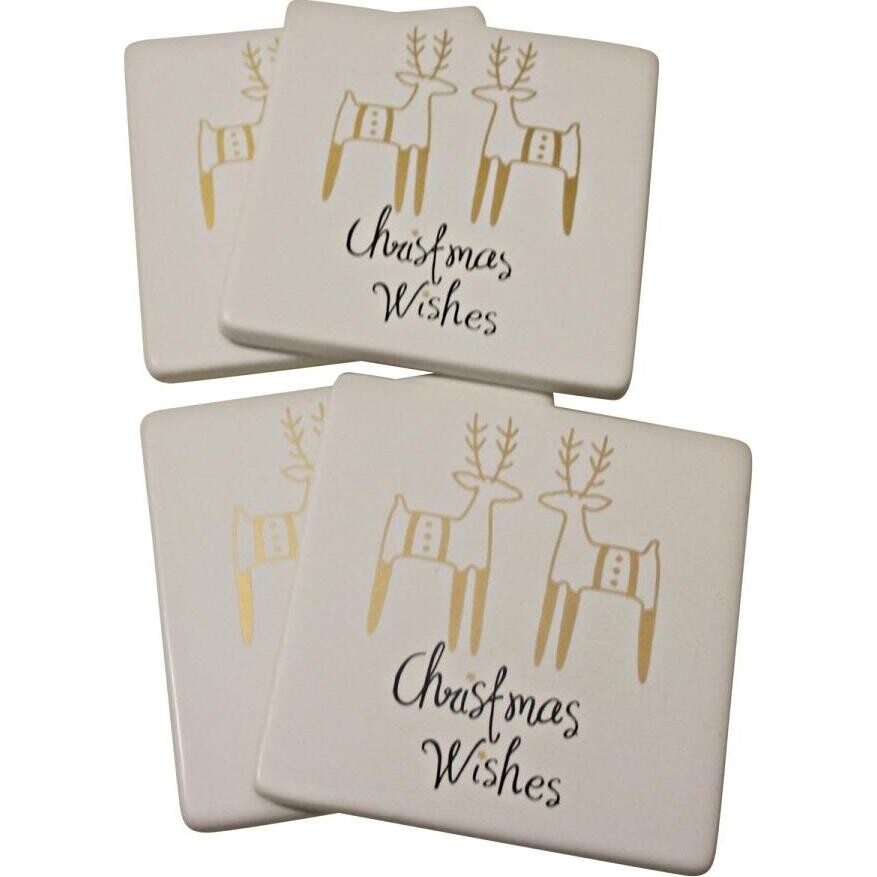 Ceramic Coasters Reindeer S/4