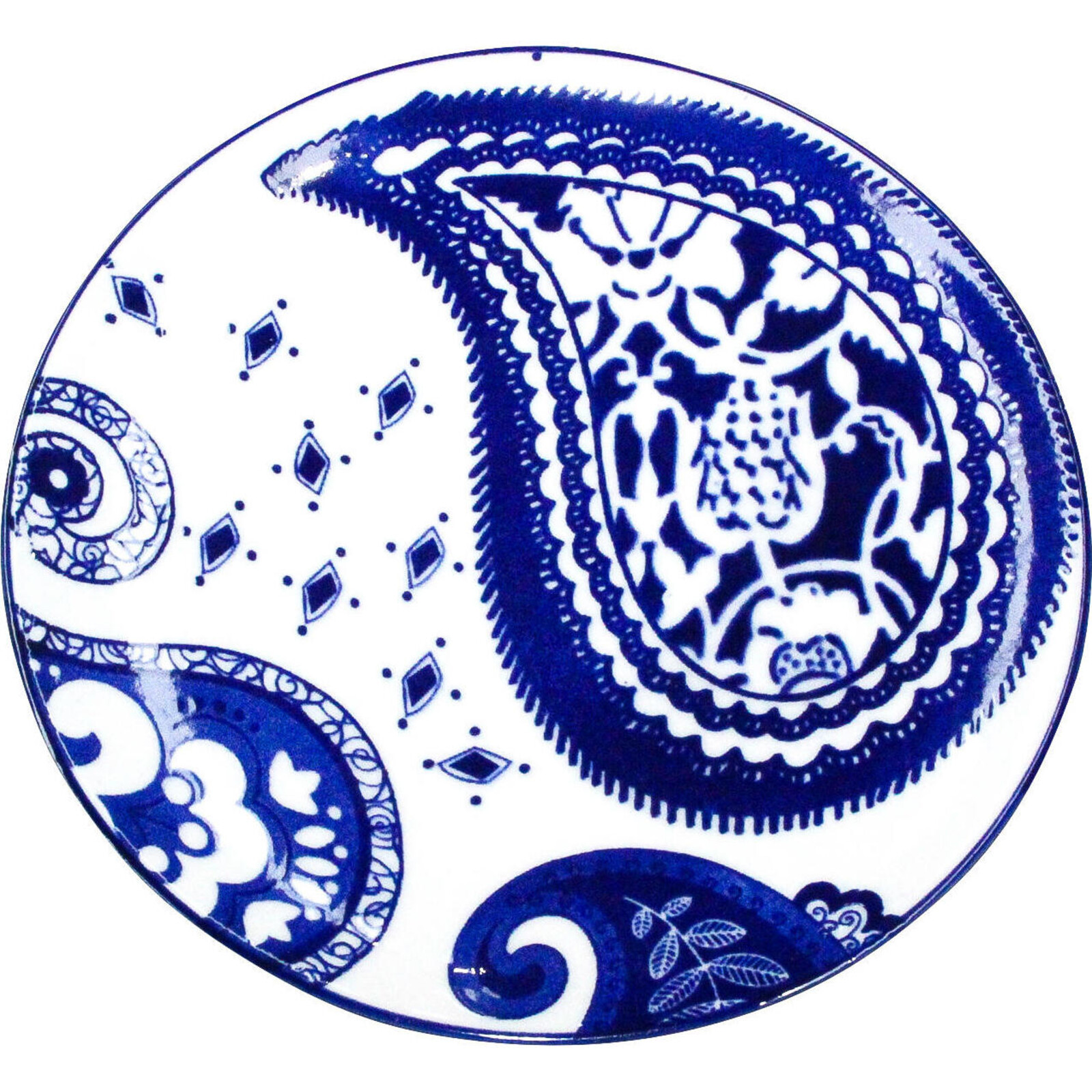 Plate Small Blue Paisley