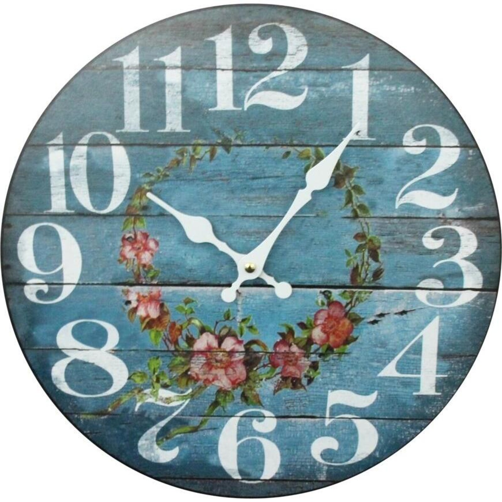 Clock Blue Floral 34cm