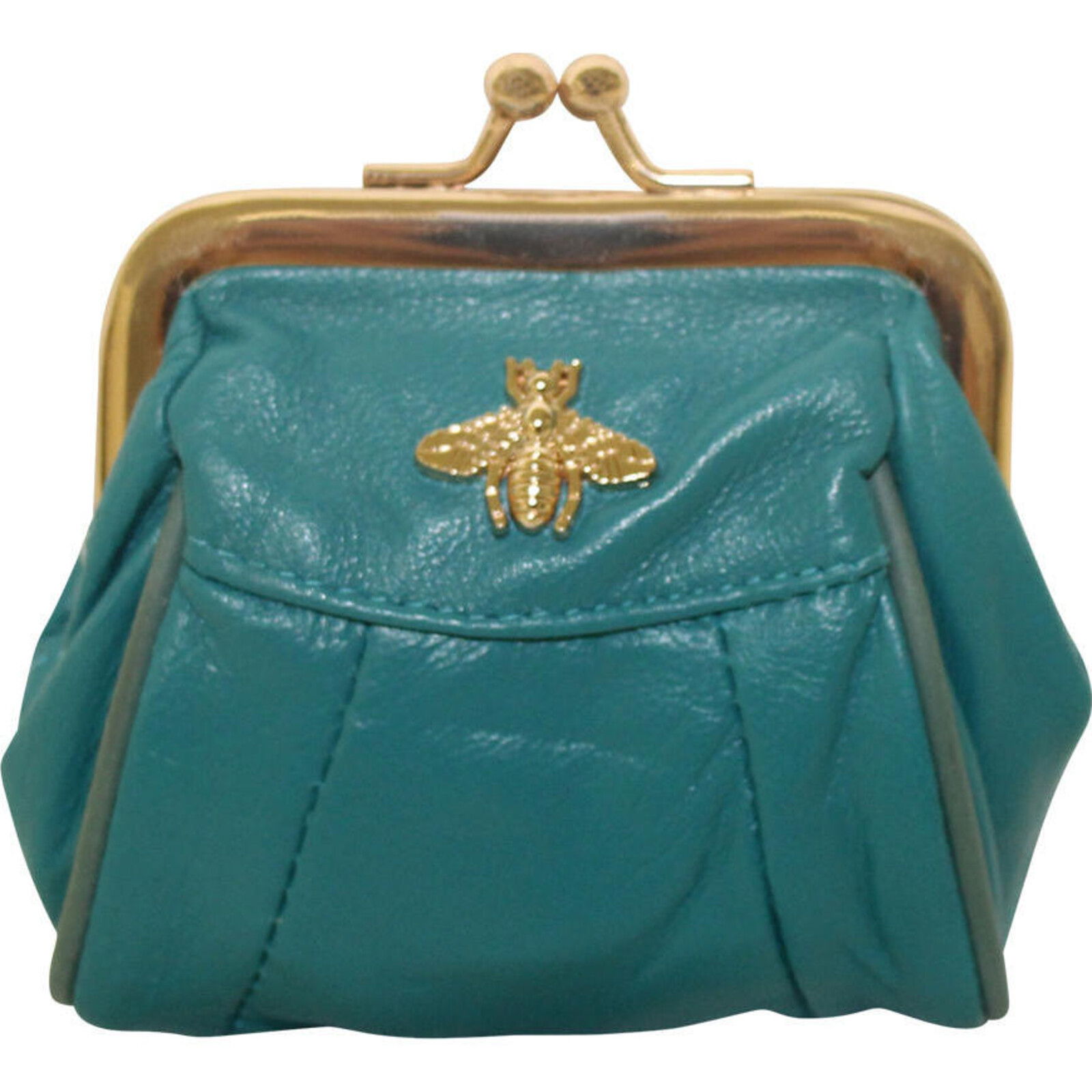 Leather Purse Teal Bee