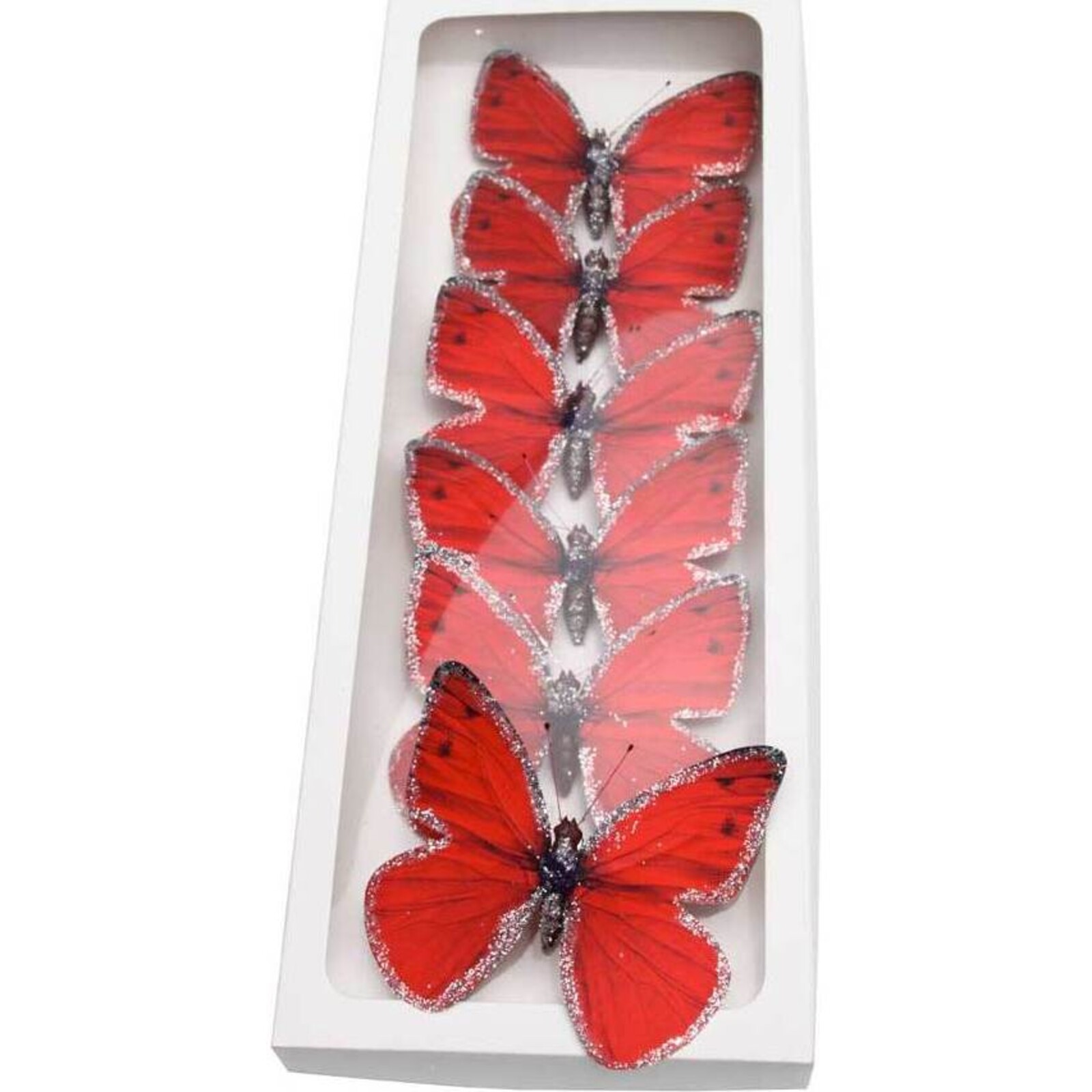 Glitter Butterfly Medium - Bright Red set 6 