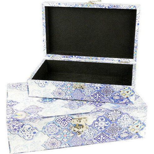 Boxes Quatrefoil Blue S/2