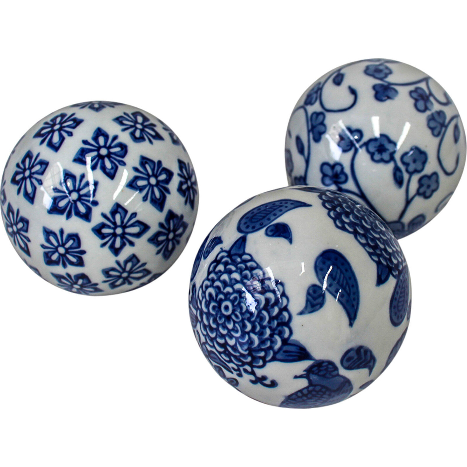 Ceramic Blue & White Balls Mix S/3
