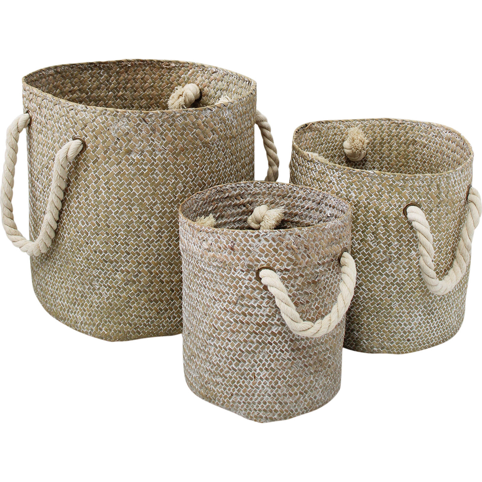 Woven Tubs S/3 Rope HandleWashed