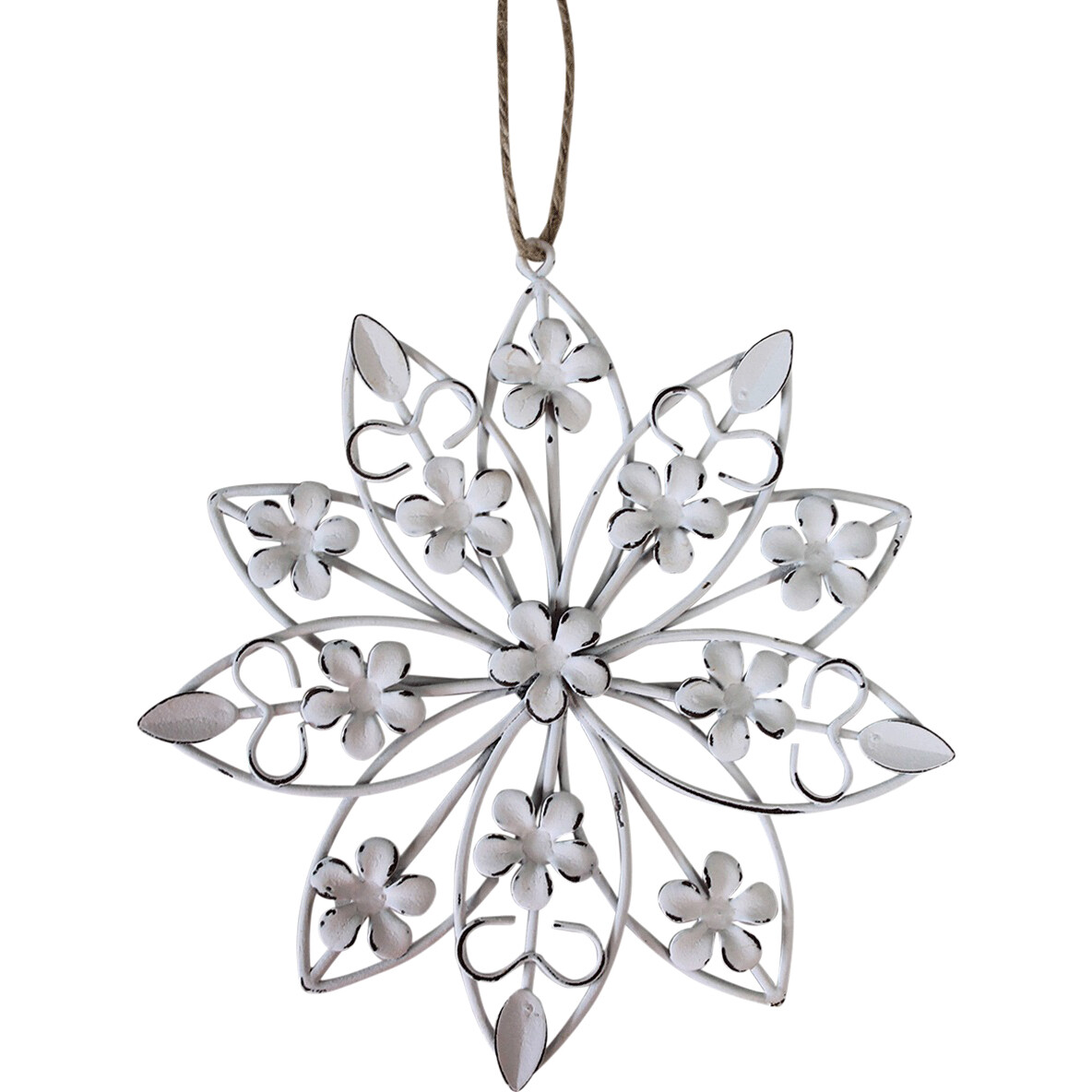 Hanging Metal Flower White