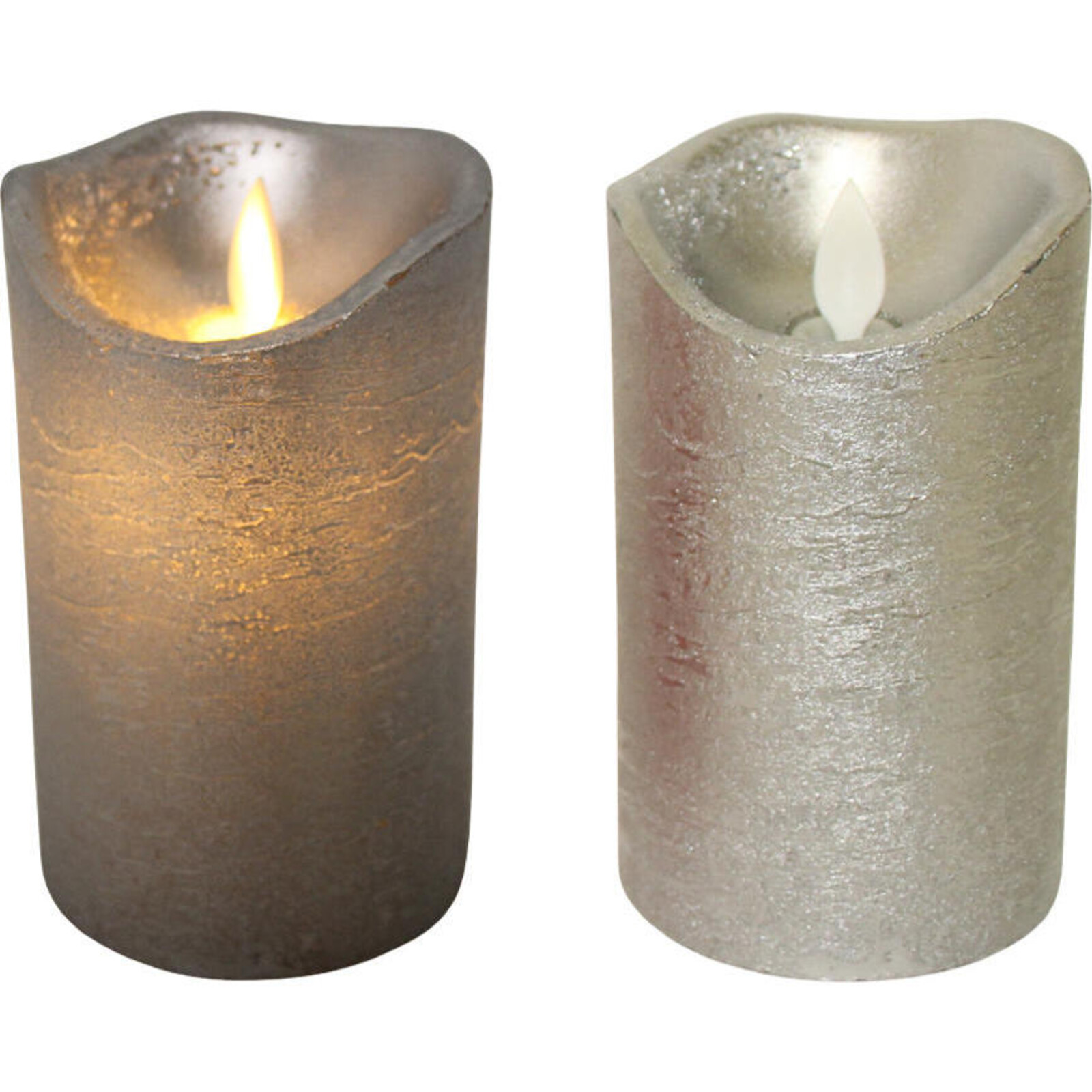Battery Candle Silver Lrg