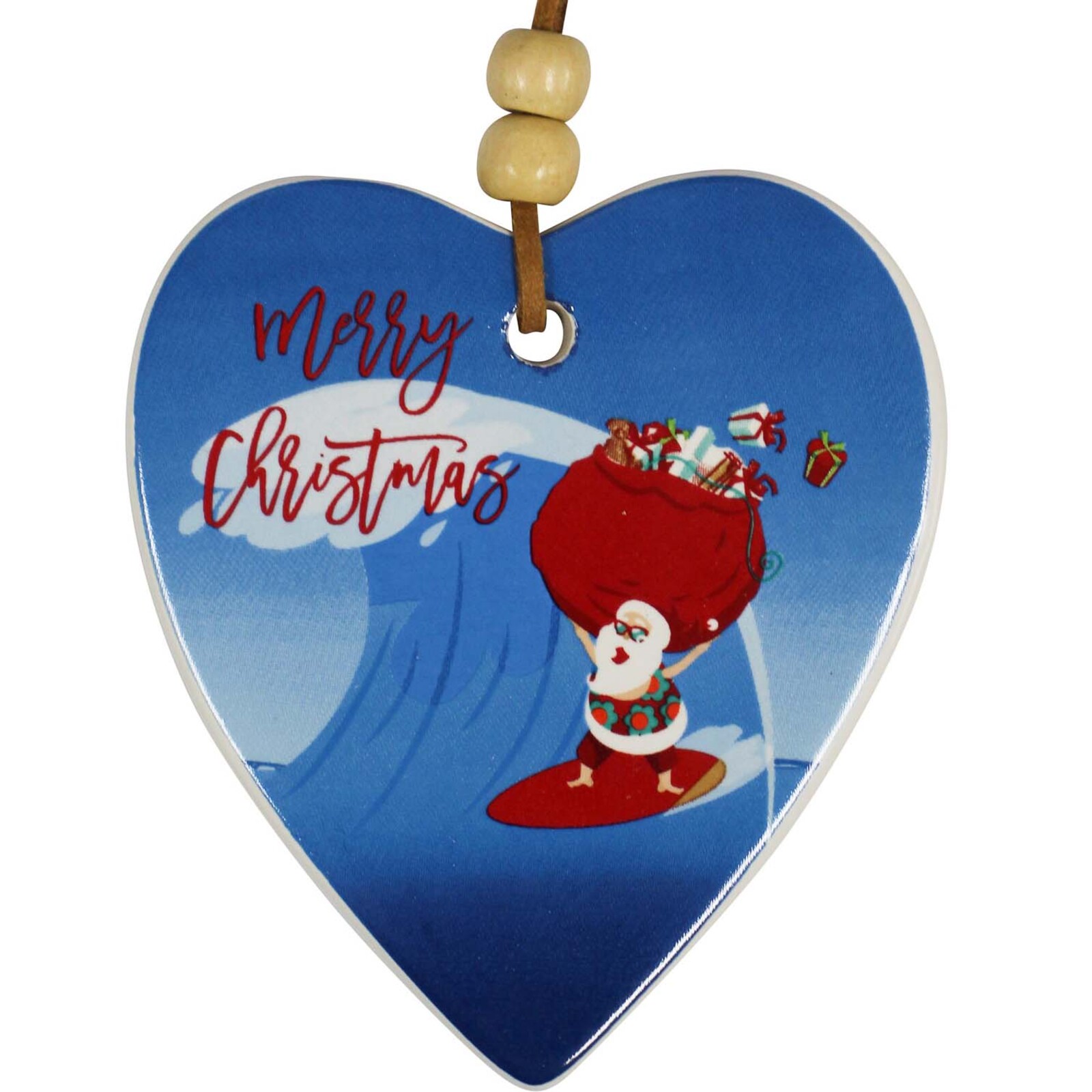 Hanging Heart Surfing Santa Sack