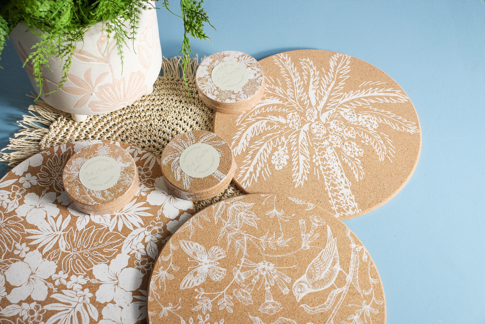 Cork Placemat Hibiscus S/4