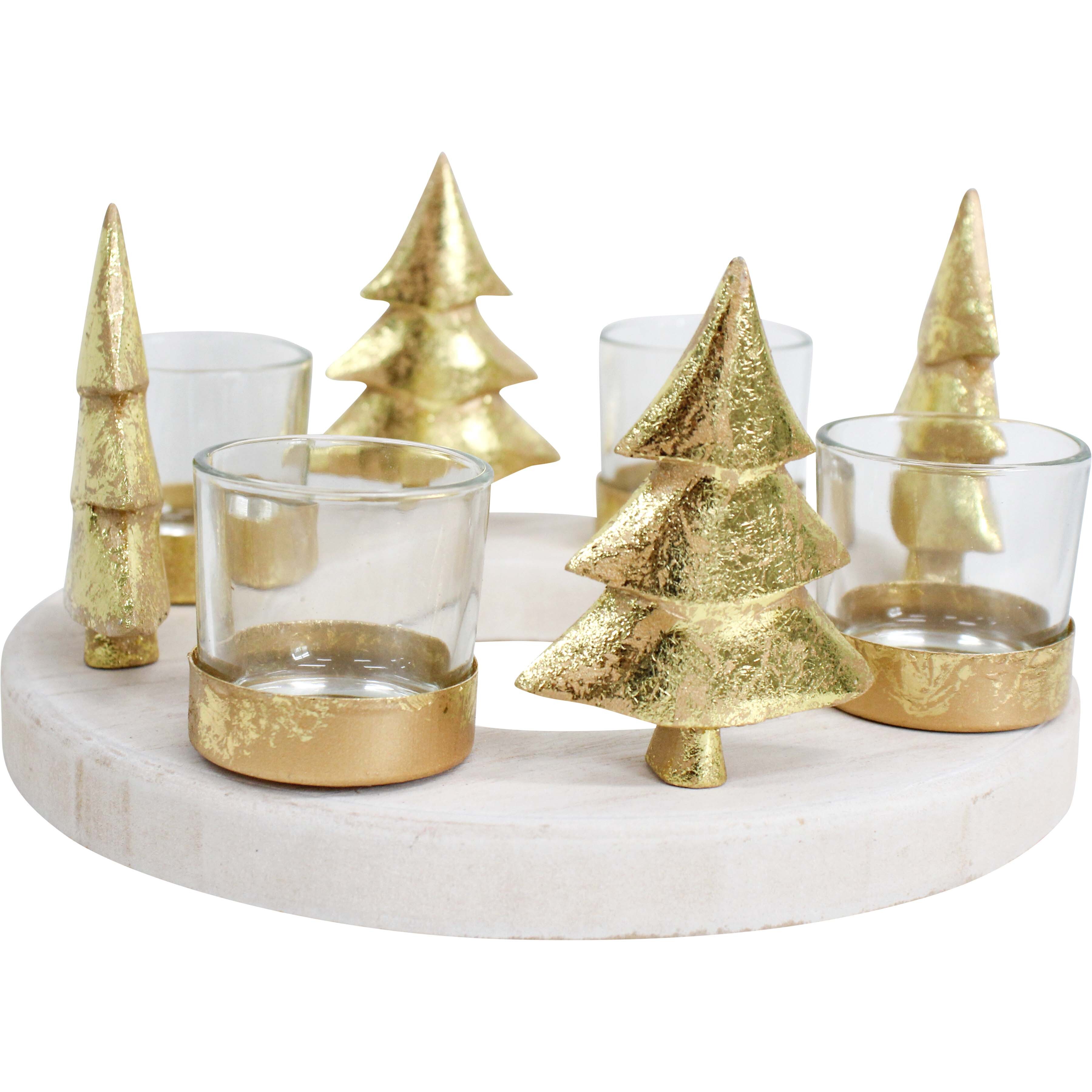 Wooden 4 Tree T/Light Holder Lrg