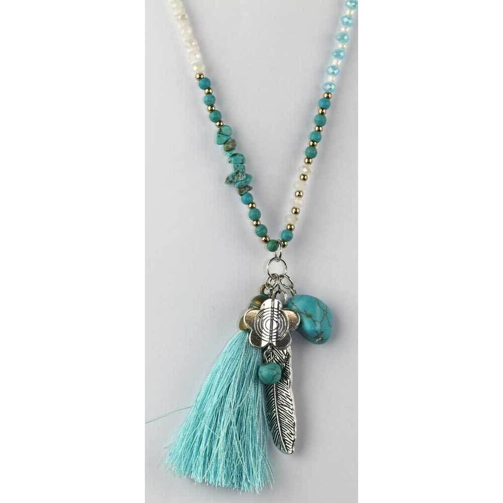 Necklace Tassel Aqua