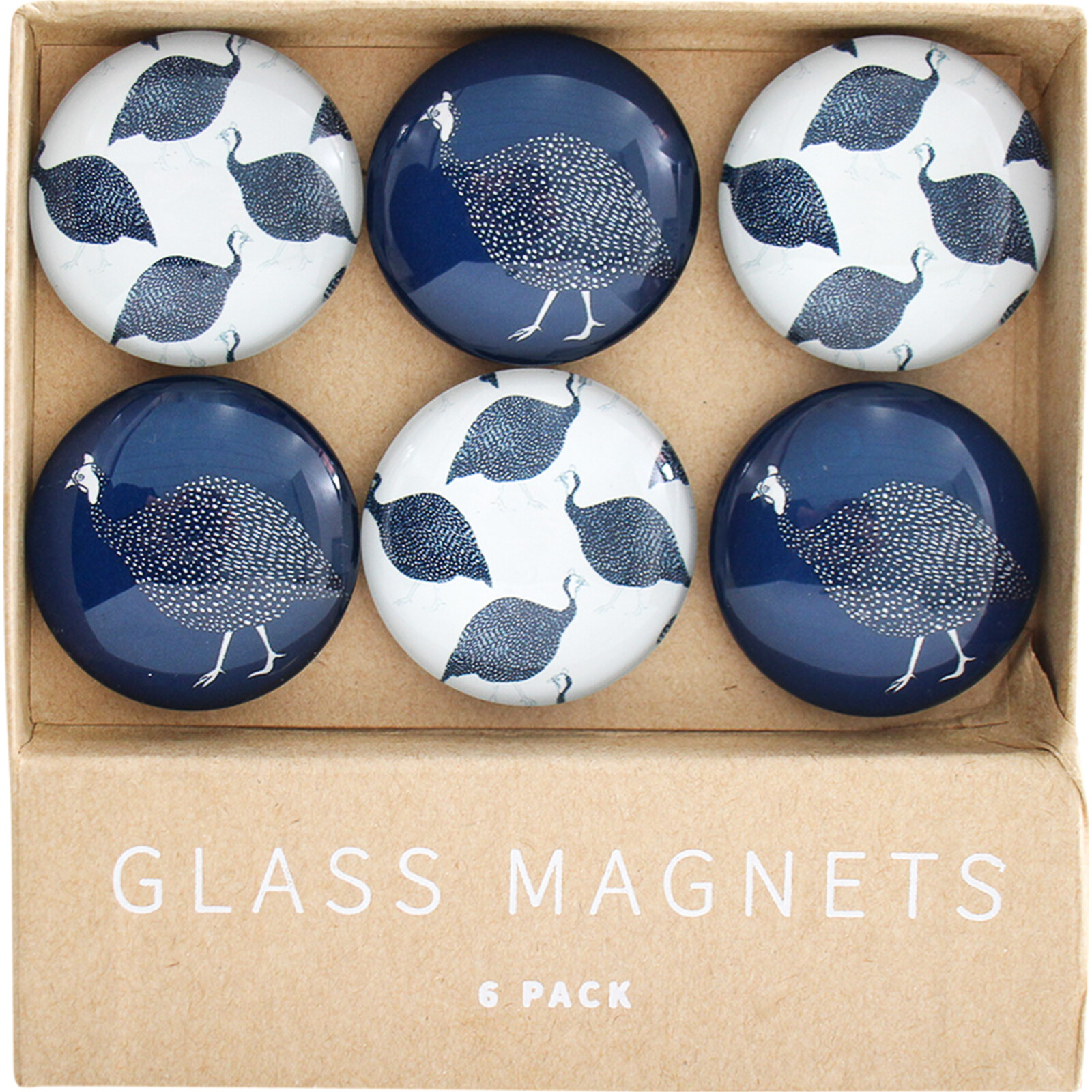Glass Magnets Guinea Fowl S/6