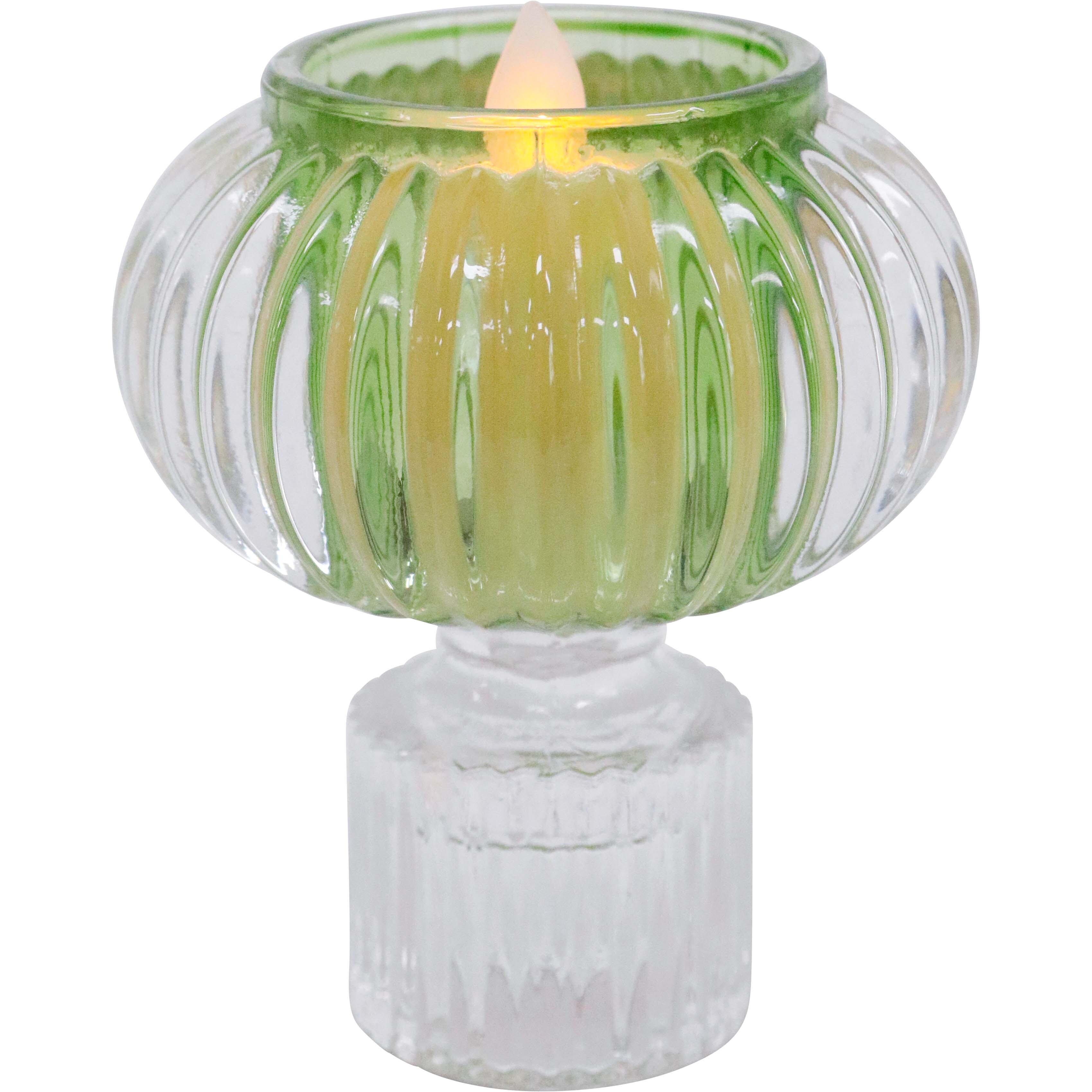 Double Sided Stackable Candle Holder Green/Clear