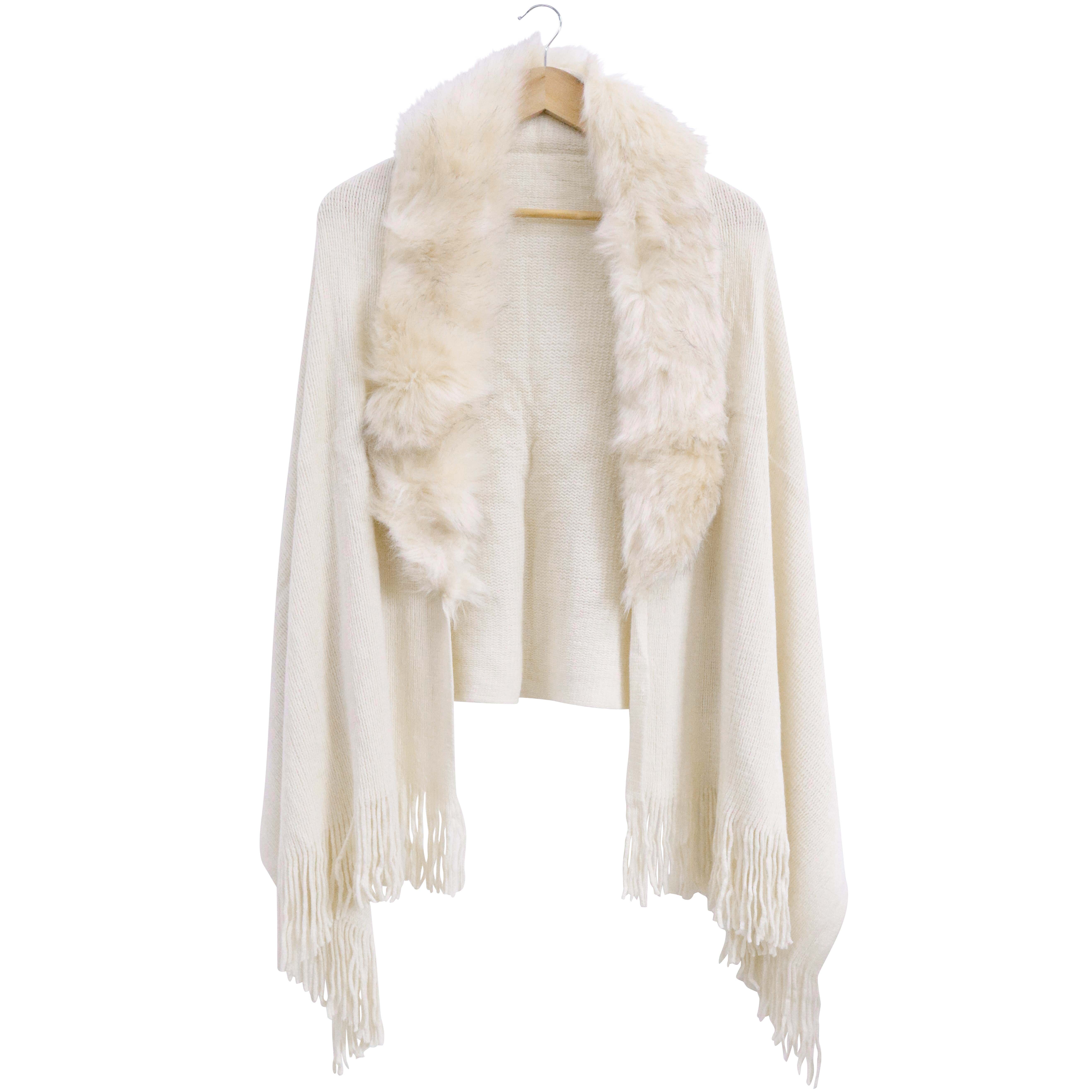 Knitted Wrap Faux Fur