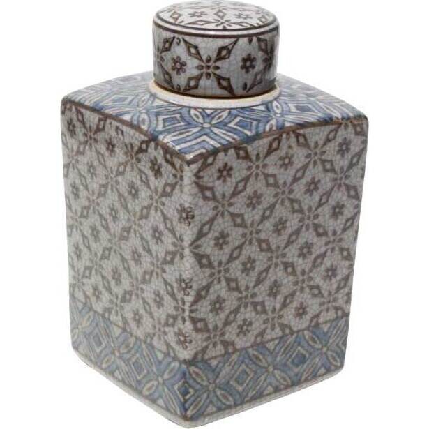 Lidded Jar Cross Diamond Medium