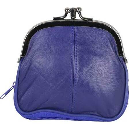 Leather Purse Double Dk Blue