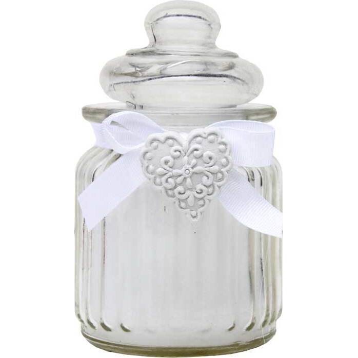 Candle Jar White Heart Large