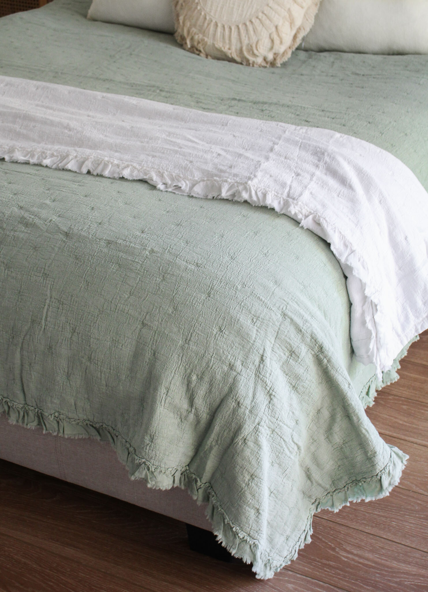 Bedspread Lrg Washed White