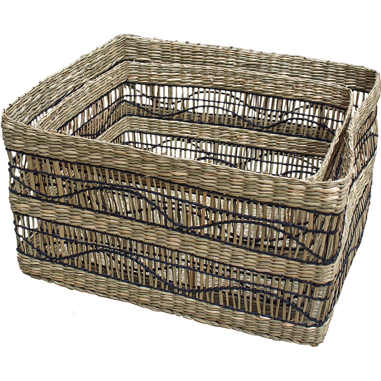 Woven Seagrass Rect Basket S/2