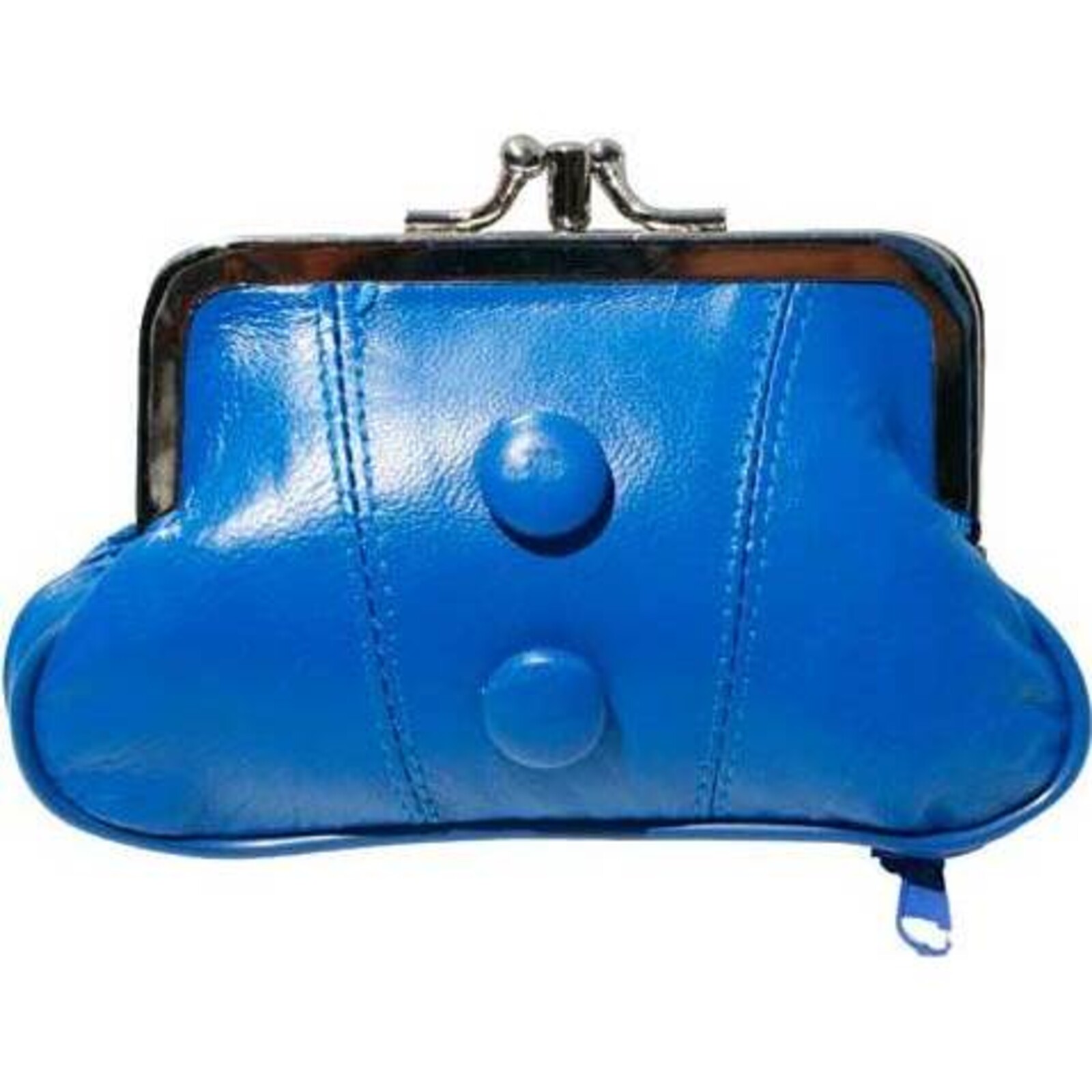 Leather Button Purse - Blue