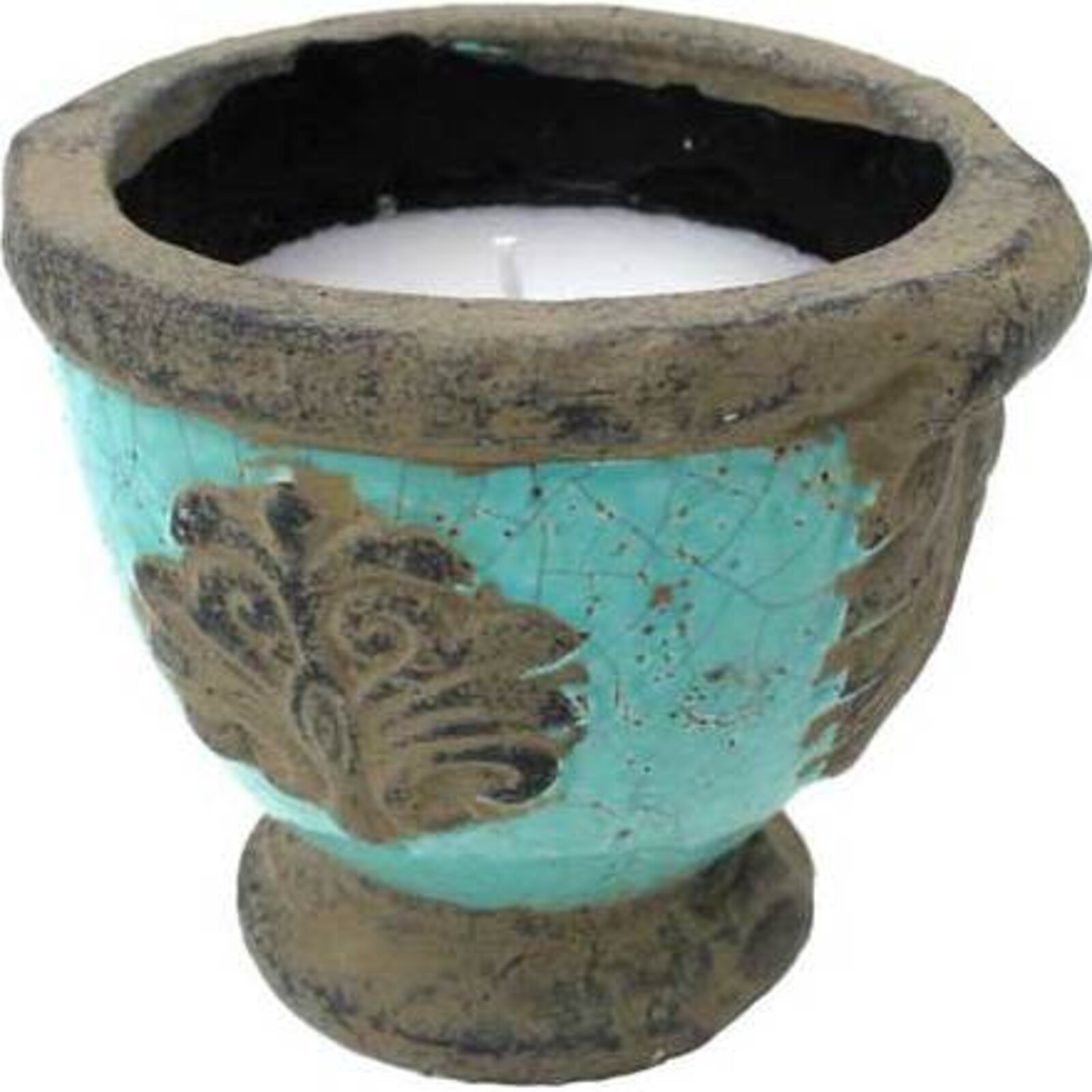 Candle Pot Aqua Motif