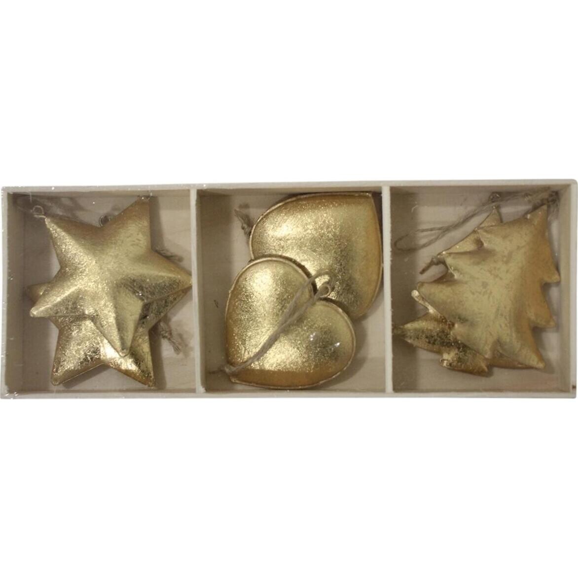 Box Heart Tree Star Gold S/6