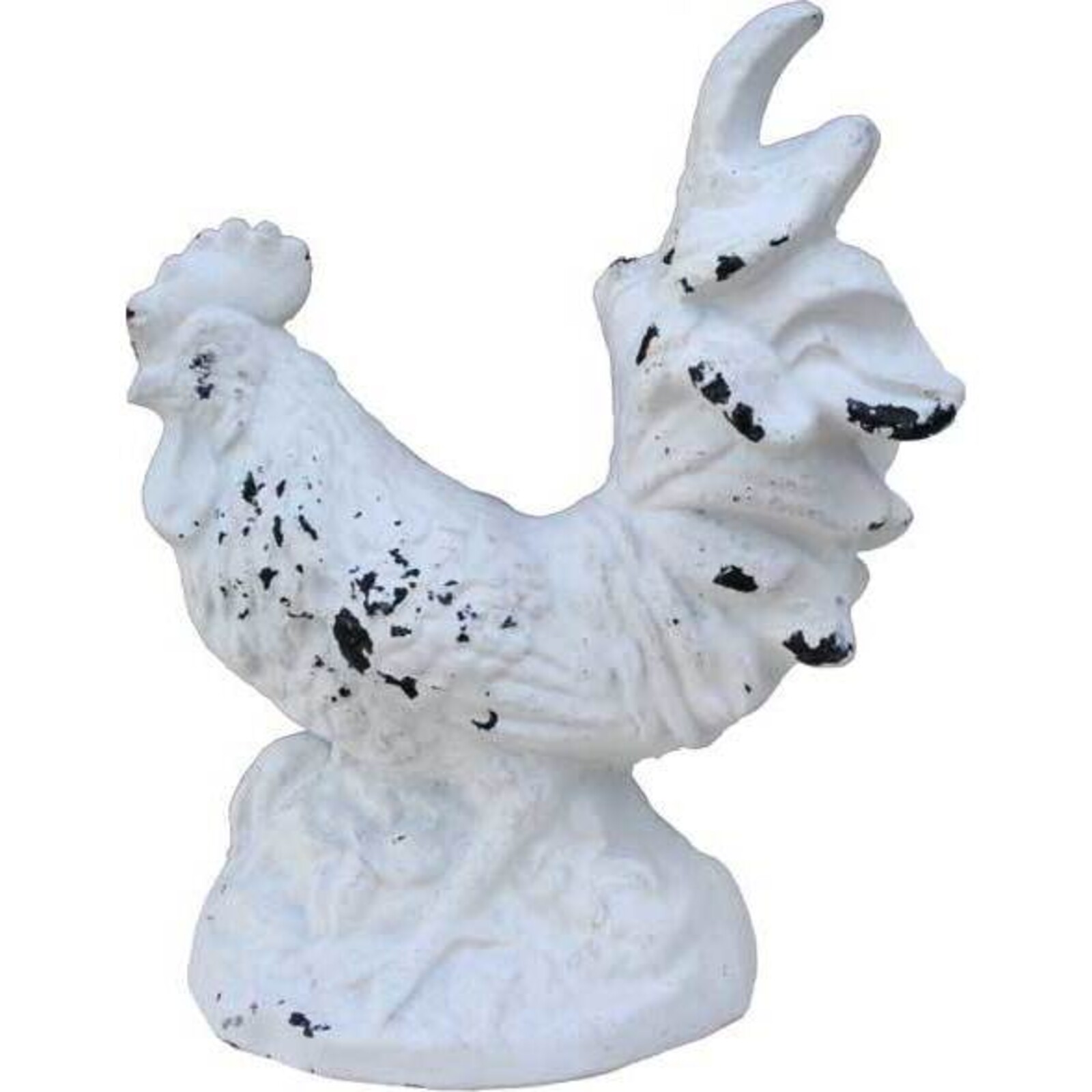 Rooster On Rock - Rustic White