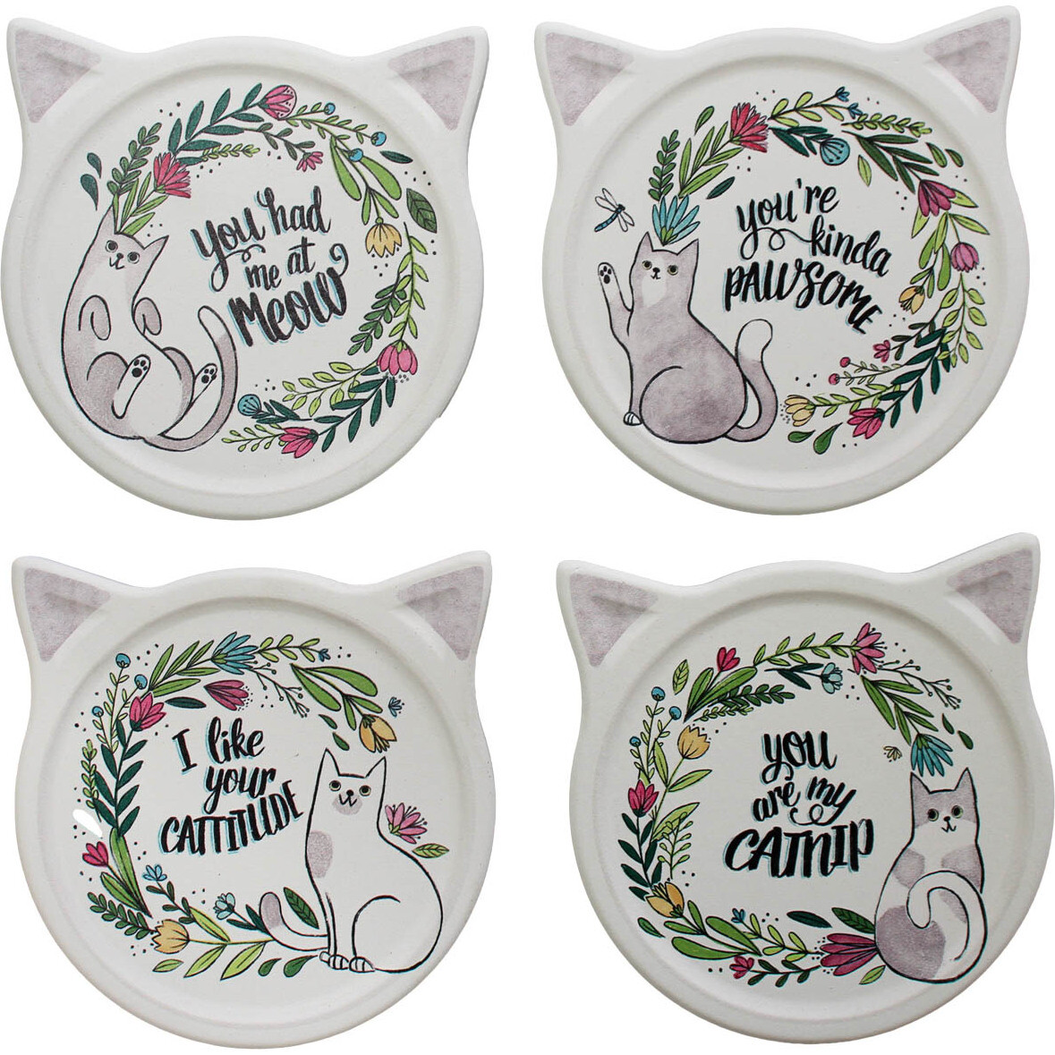 Coasters Cat Wreath Asstd