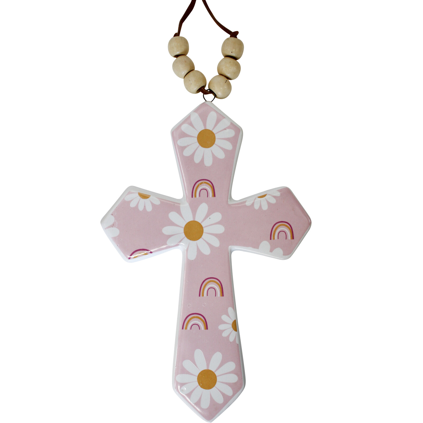 Cross/Beads Pink Daisy