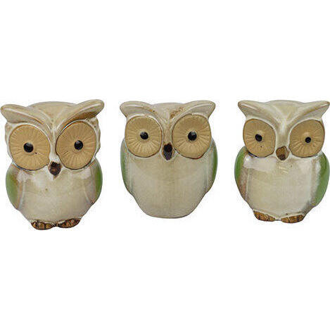 Ceramic Owl Natural S/3