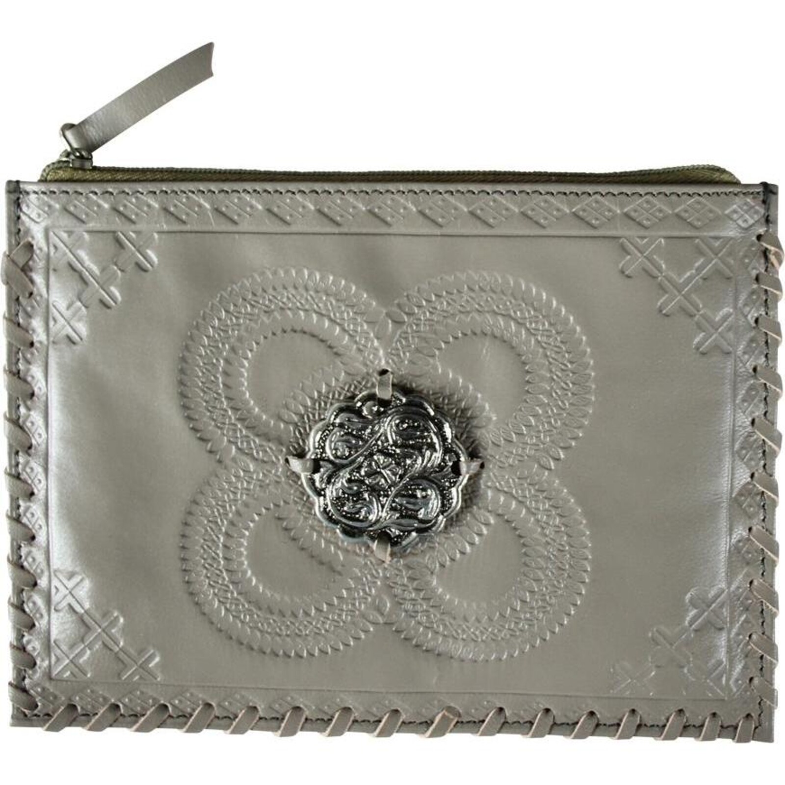 Gray Leather Pouch Medalion